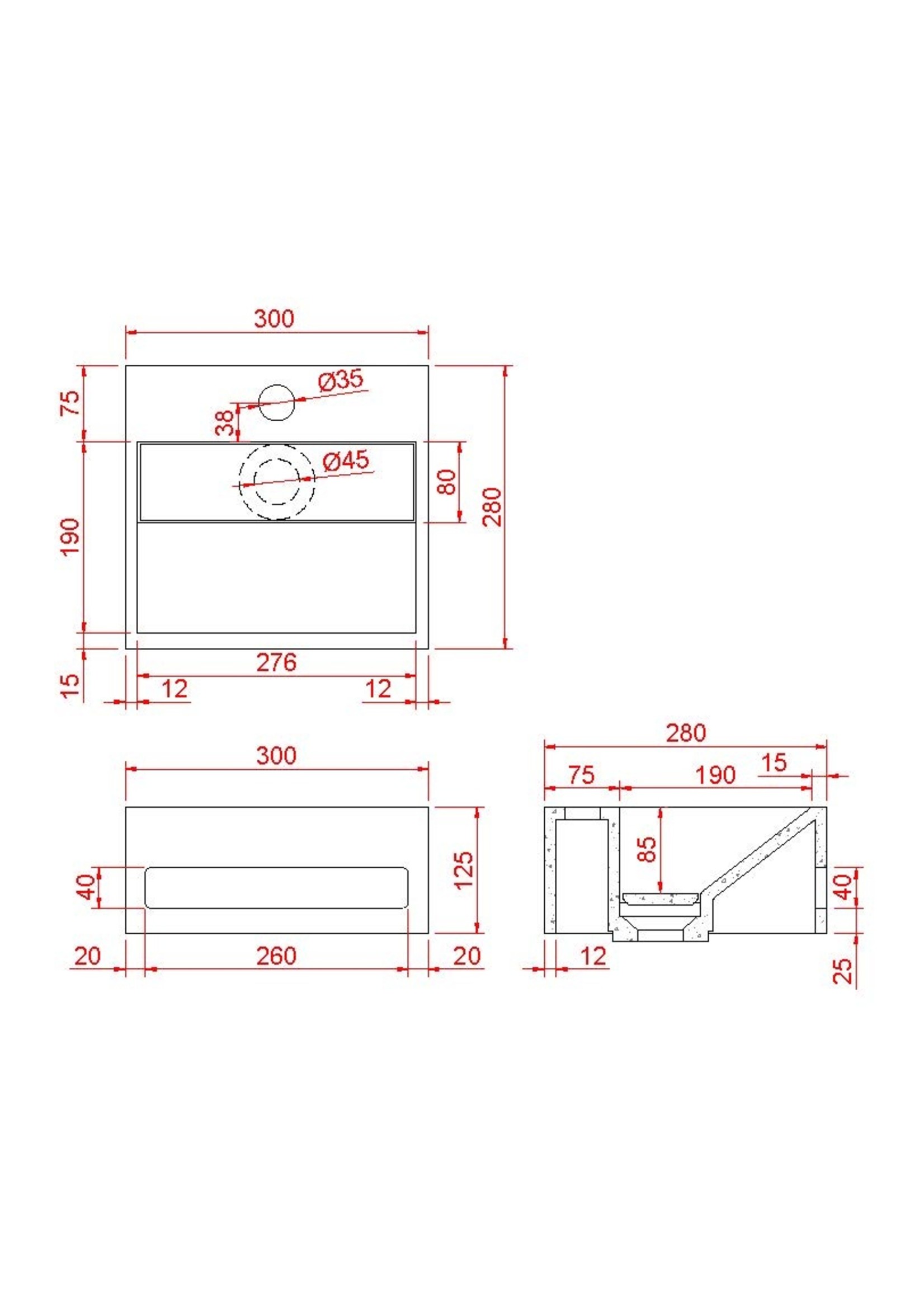 Wiesbaden Wiesbaden Julia fontein Solid Surface 30x28x12,5 cm mat wit