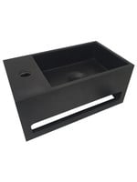 Wiesbaden Wiesbaden Julia fontein links Solid Surface 35x20x16 cm mat zwart