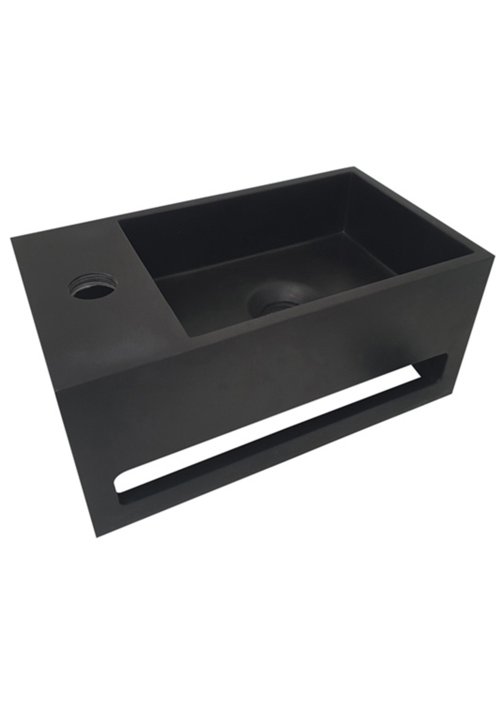 Wiesbaden Wiesbaden Julia fontein links Solid Surface 35x20x16 cm mat zwart