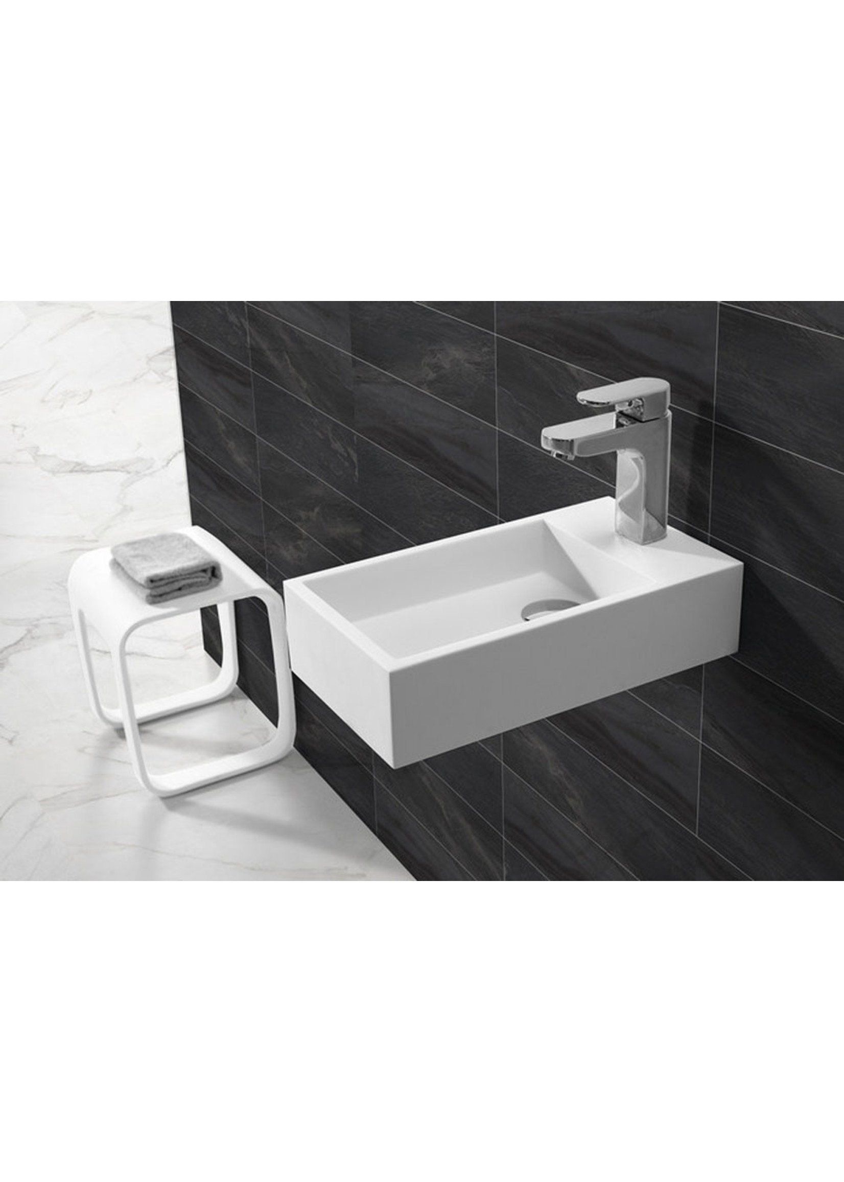 Wiesbaden Wiesbaden Solid Surface fontein rechts 40x22x10 cm mat wit