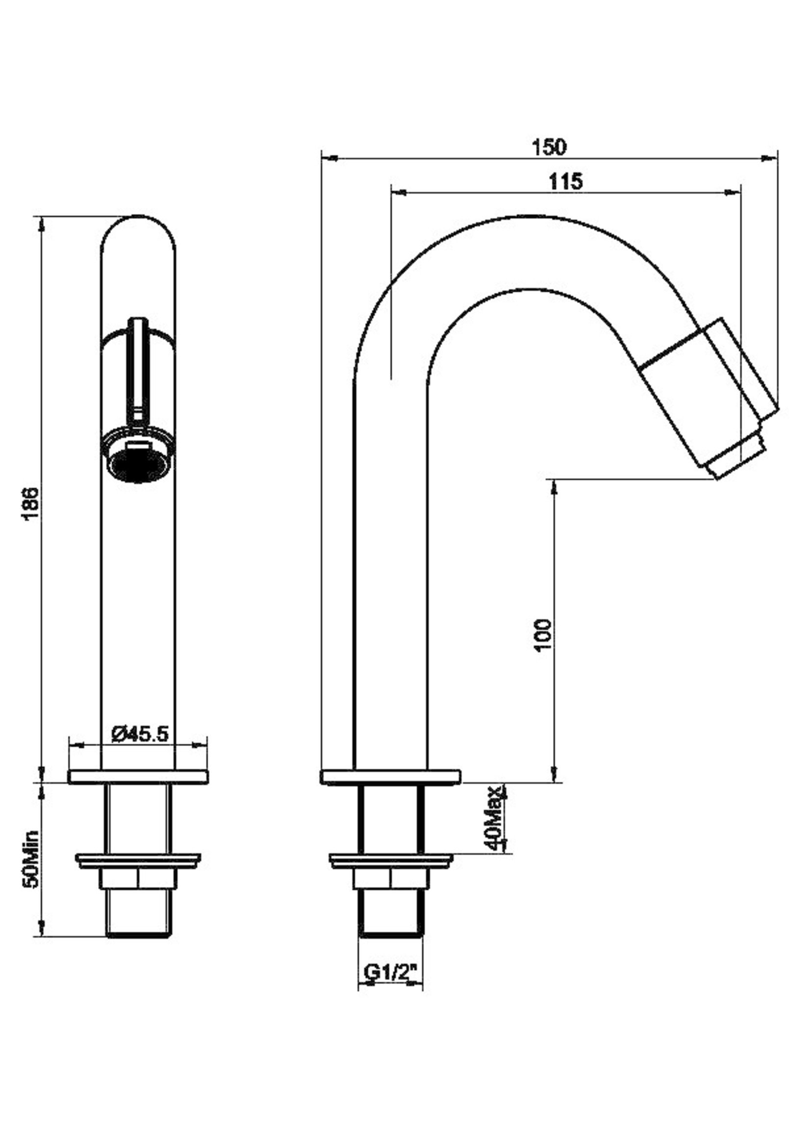 Wiesbaden Wiesbaden Sophia luxe toiletkraan 1/2'' chroom