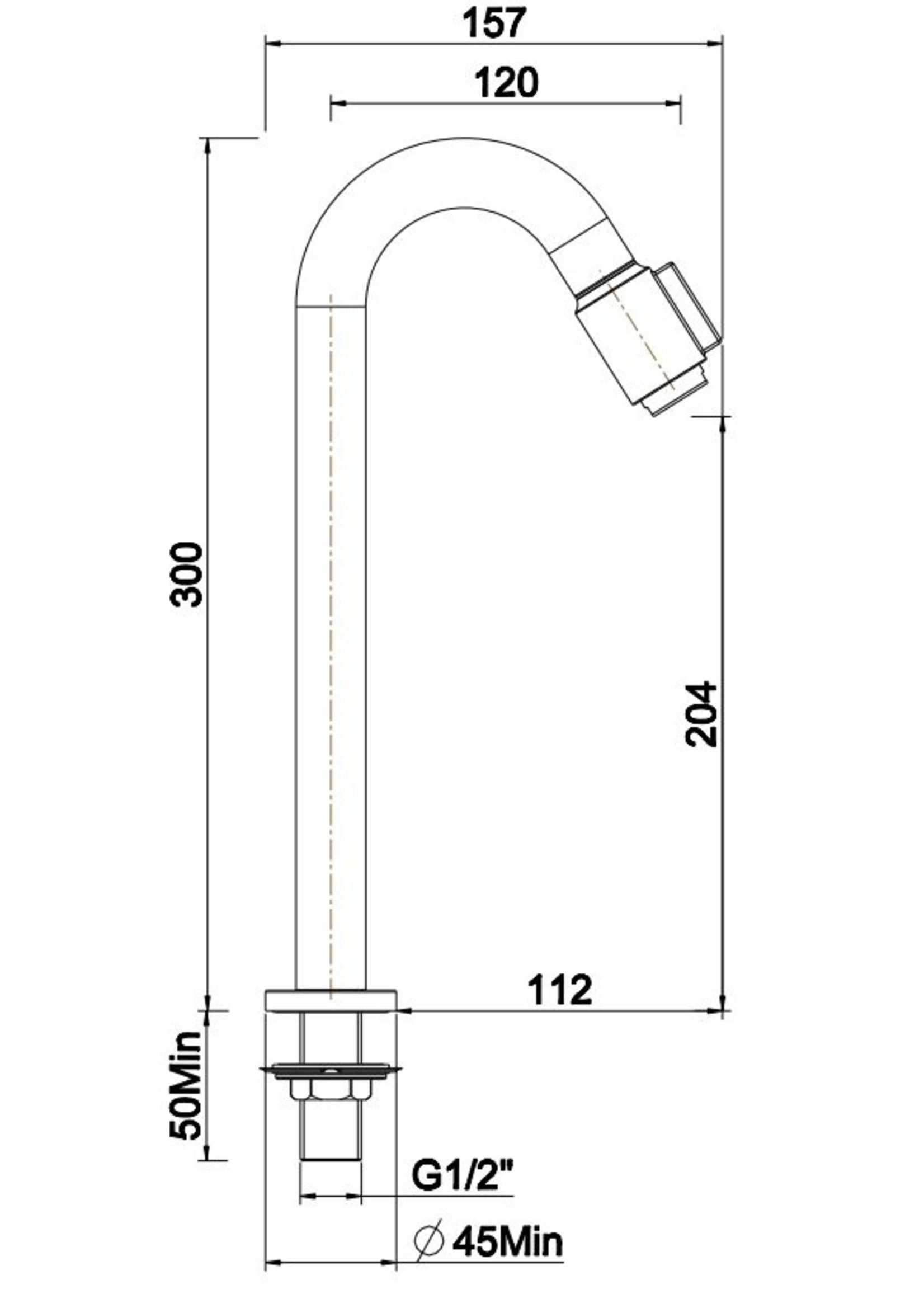 Wiesbaden Wiesbaden Victoria toiletkraan XL 1/2'' geborsteld staal