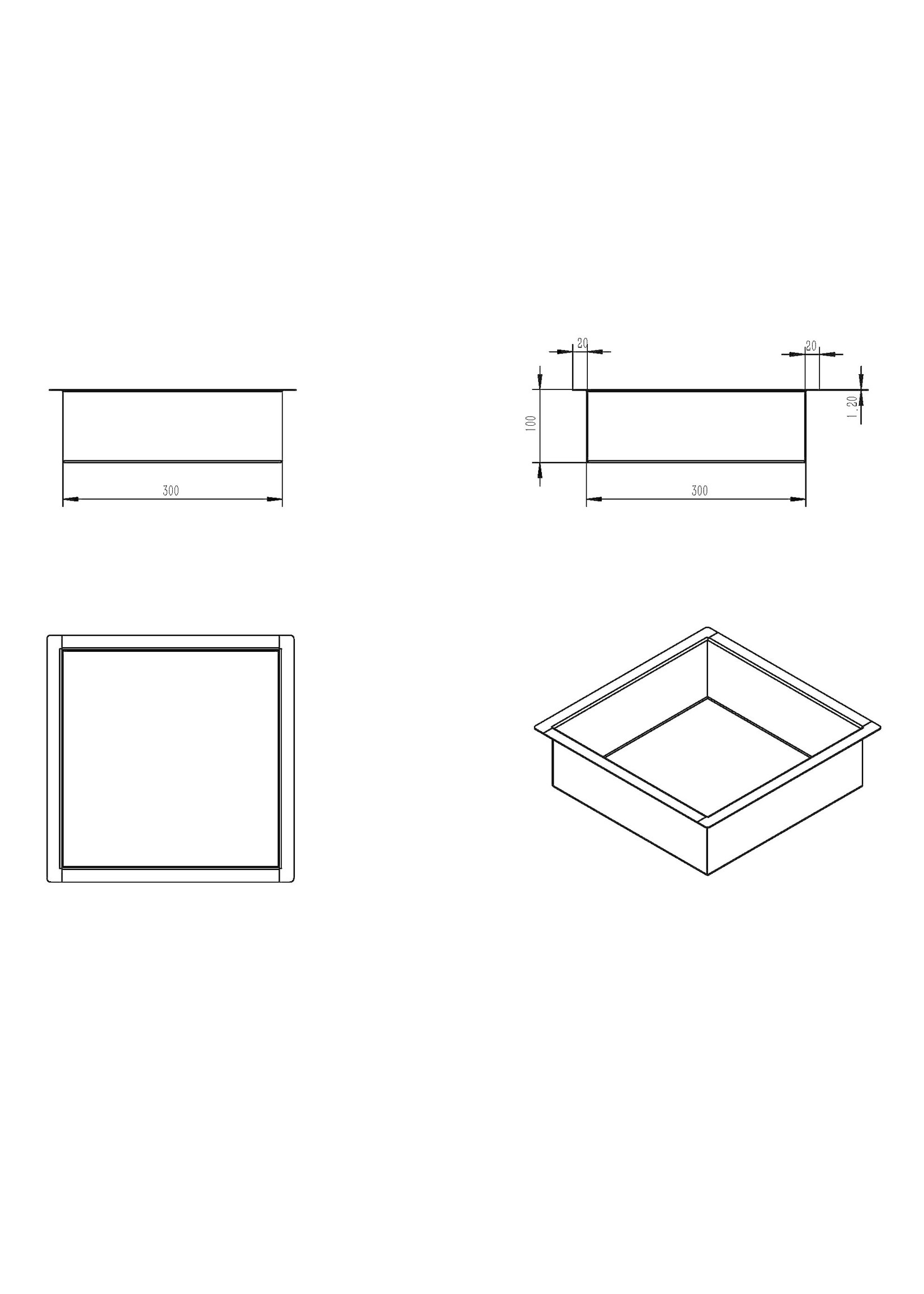 Wiesbaden Wiesbaden inbouwnis 30x30x10cm geborsteld messing