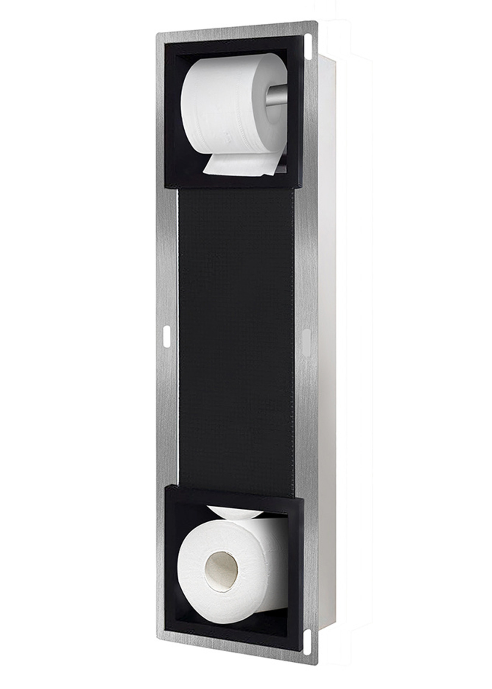 Wiesbaden Wiesbaden Inbouw-toiletrolhouder + reserve-rolhouder mat zwart