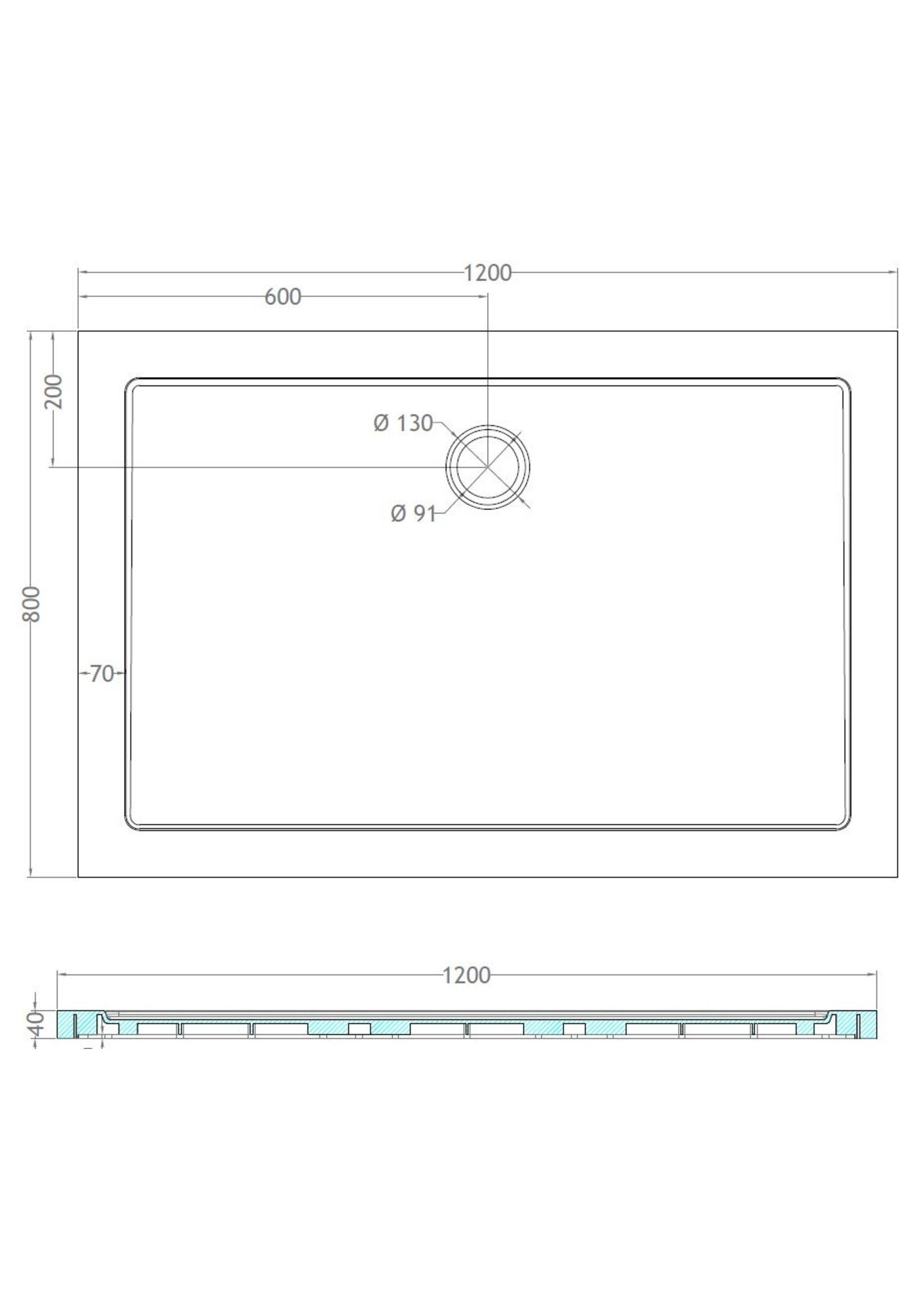 Xellanz Xellanz luxe douchebak SMC rechthoek 120x80x4 cm wit