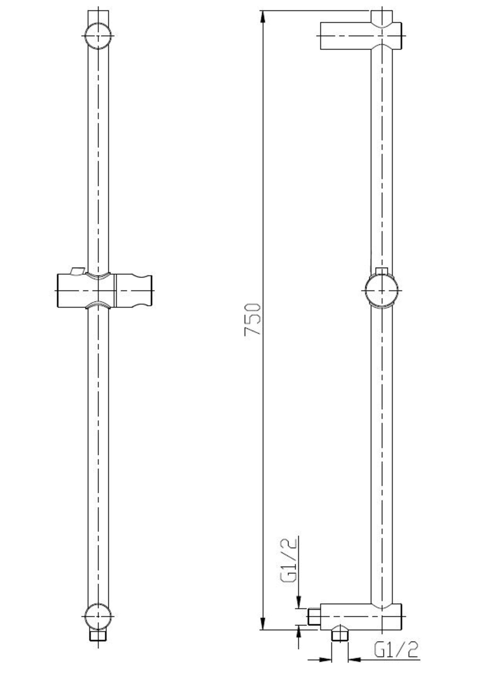 Wiesbaden Wiesbaden RVS losse glijstang met wateruitgang 75cm