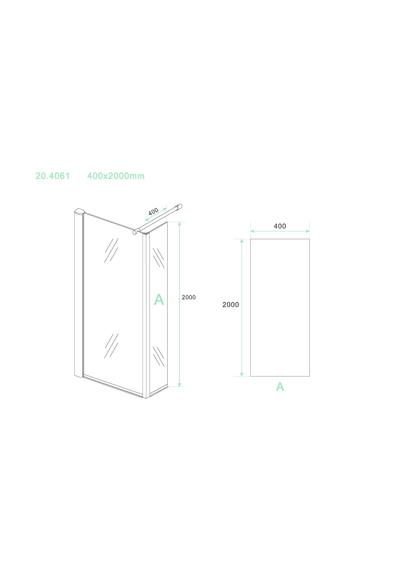 Xellanz Xellanz Eco zijpaneel 40 x 200 cm met hoekprofiel voor inloopdouche chroom met 8 mm NANO helder glas