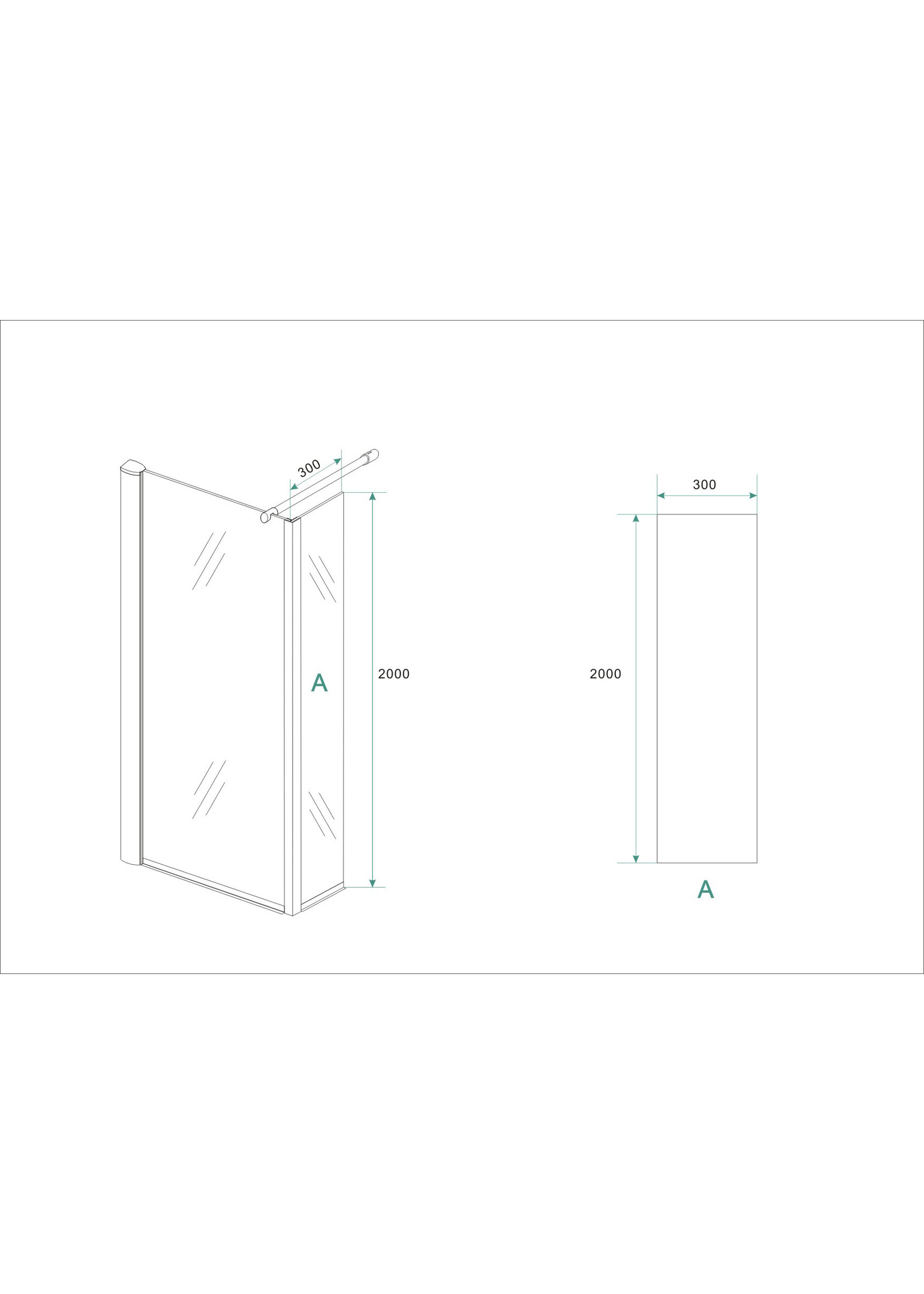 Xellanz Xellanz  Eco zijpaneel 30 x 200 cm met hoekprofiel voor inloopdouche chroom met 8 mm NANO helder glas