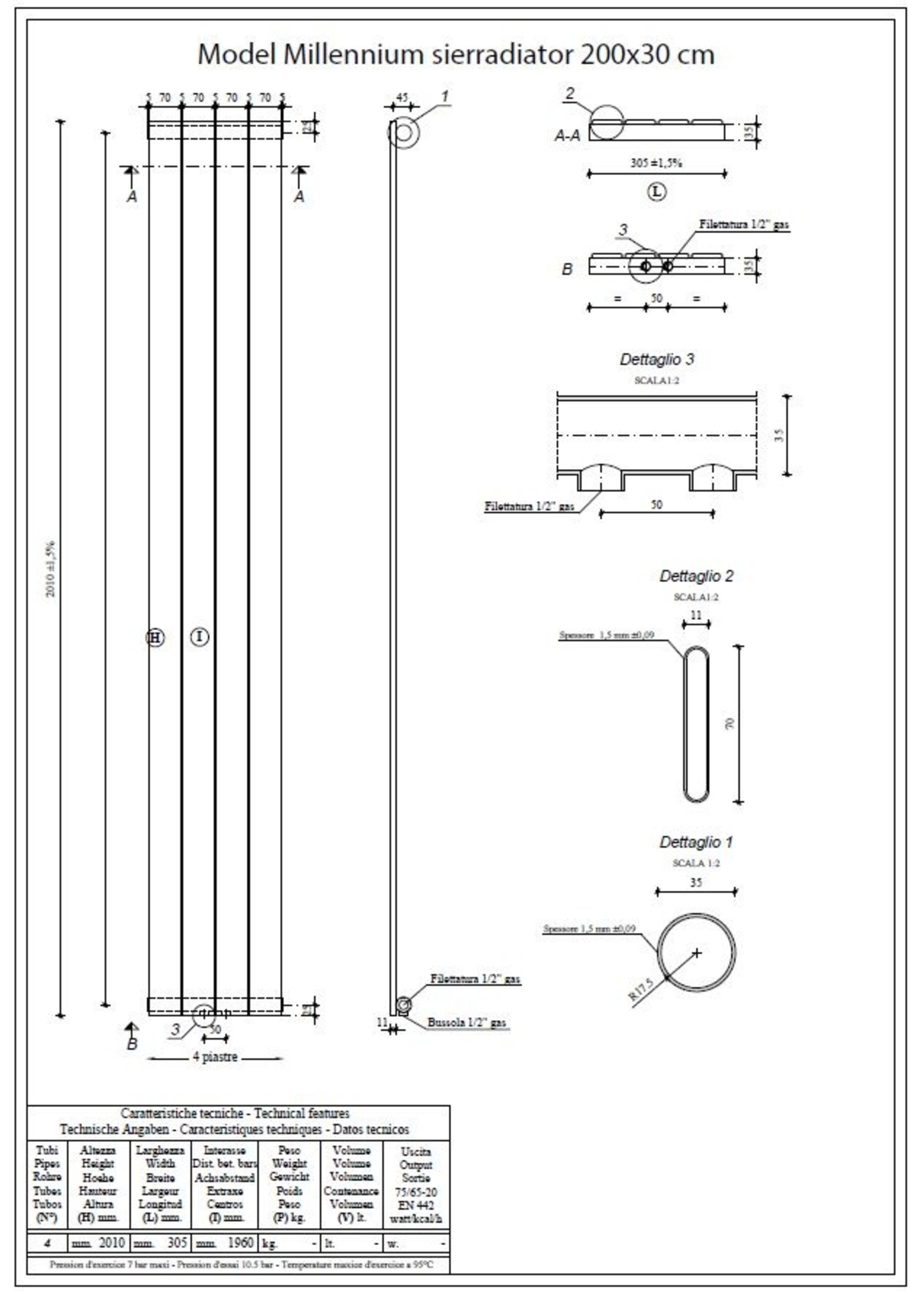 Wiesbaden Wiesbaden Millennium sierradiator enkel 4 elementen 2010x305 wit