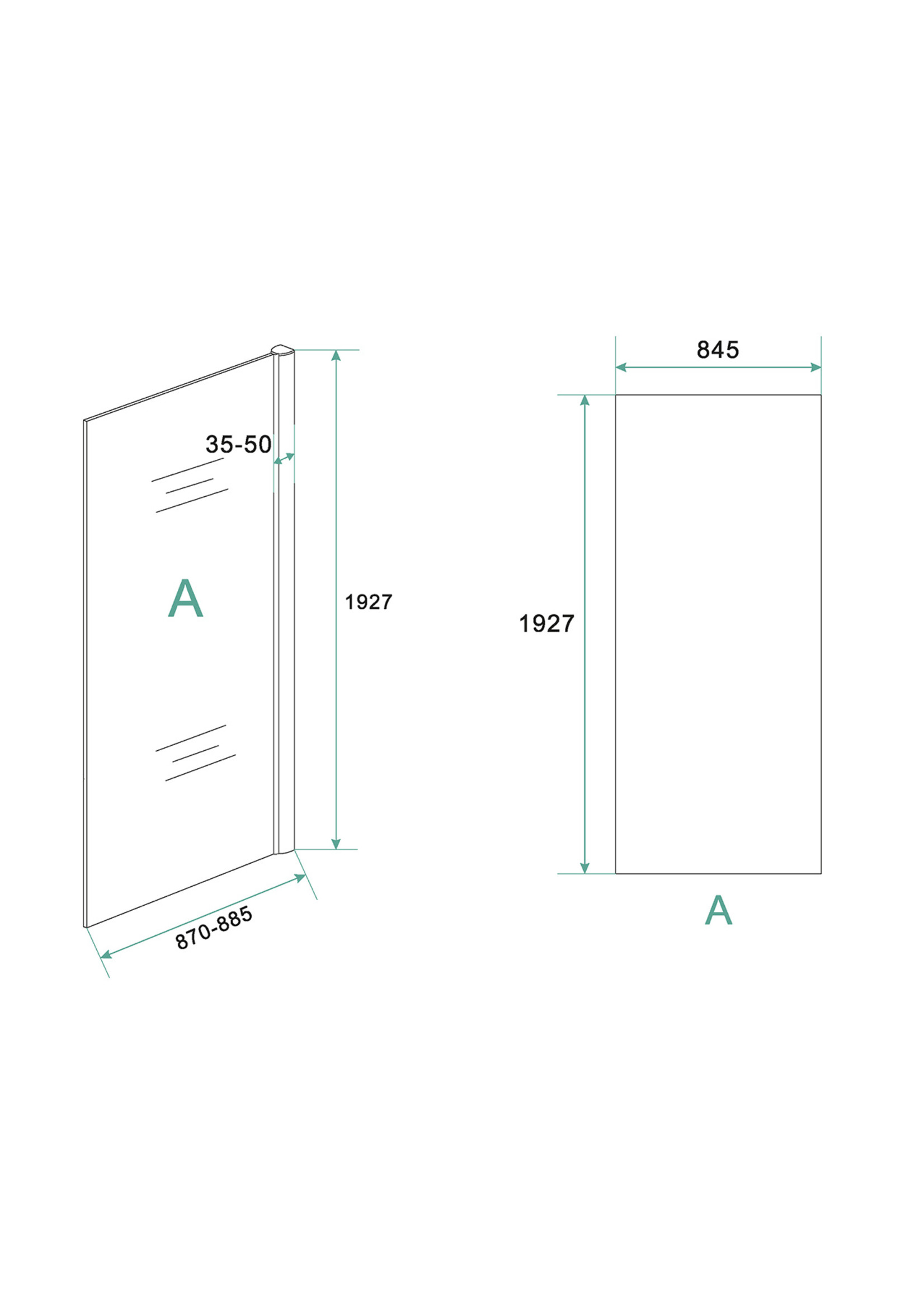 Xellanz Xellanz Eco zijwand voor Eco nisdeur 900x1950 6mm