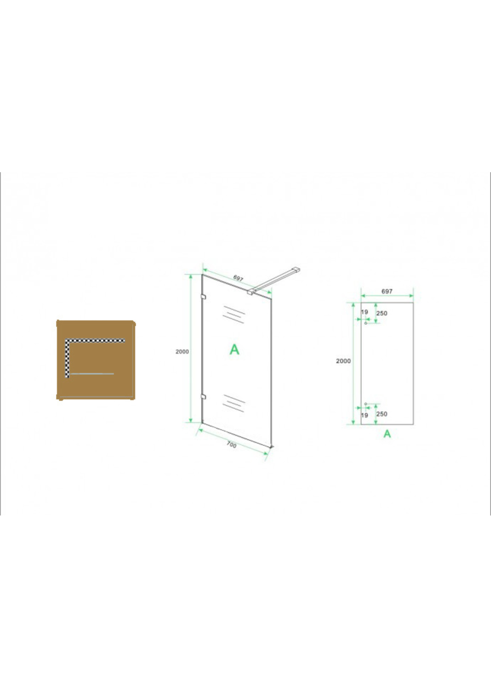 Wiesbaden Wiesbaden profielloze inloopdouche 700x2000 8mm NANO glas