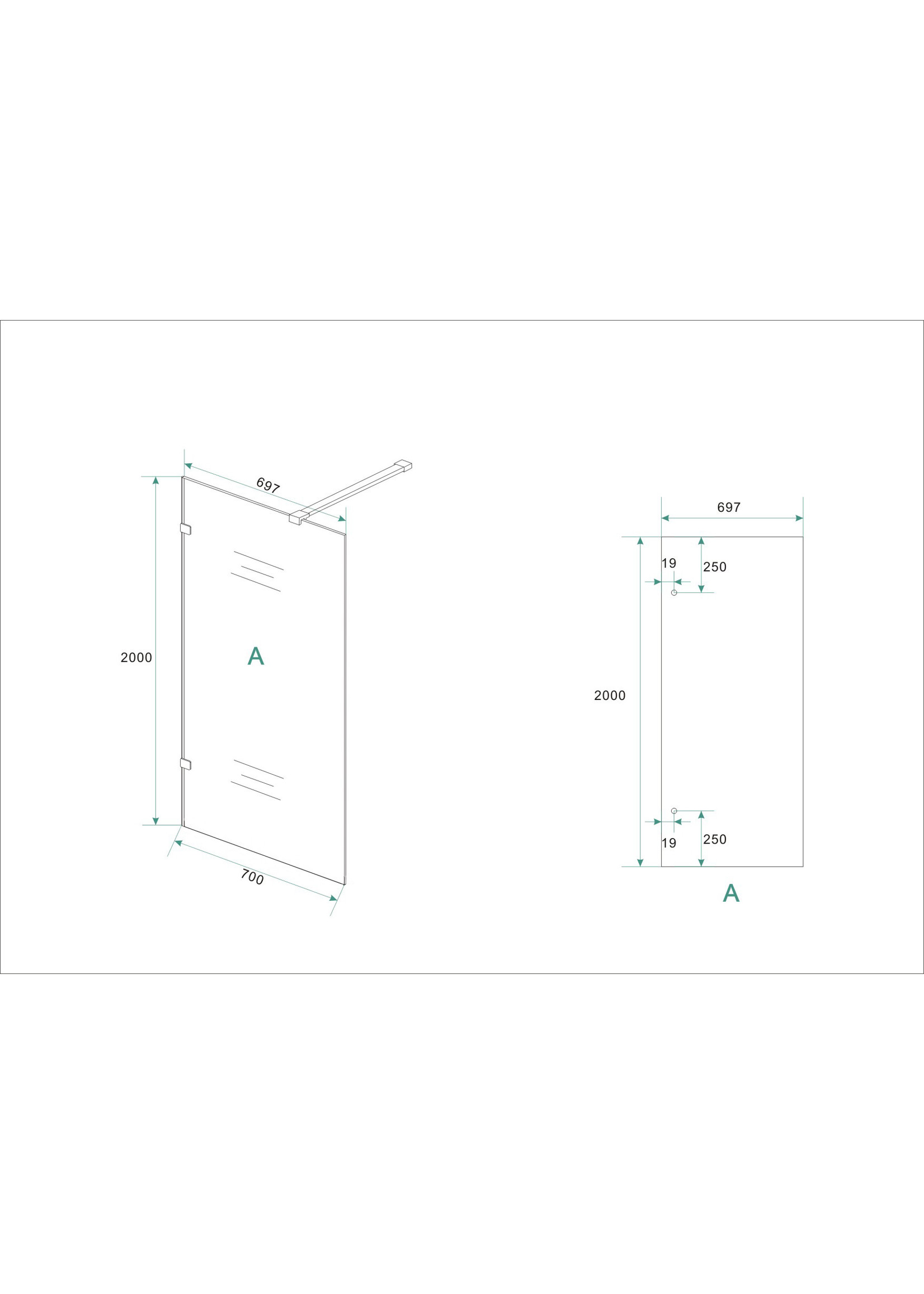 Wiesbaden Wiesbaden profielloze inloopdouche 700x2000 8mm NANO glas