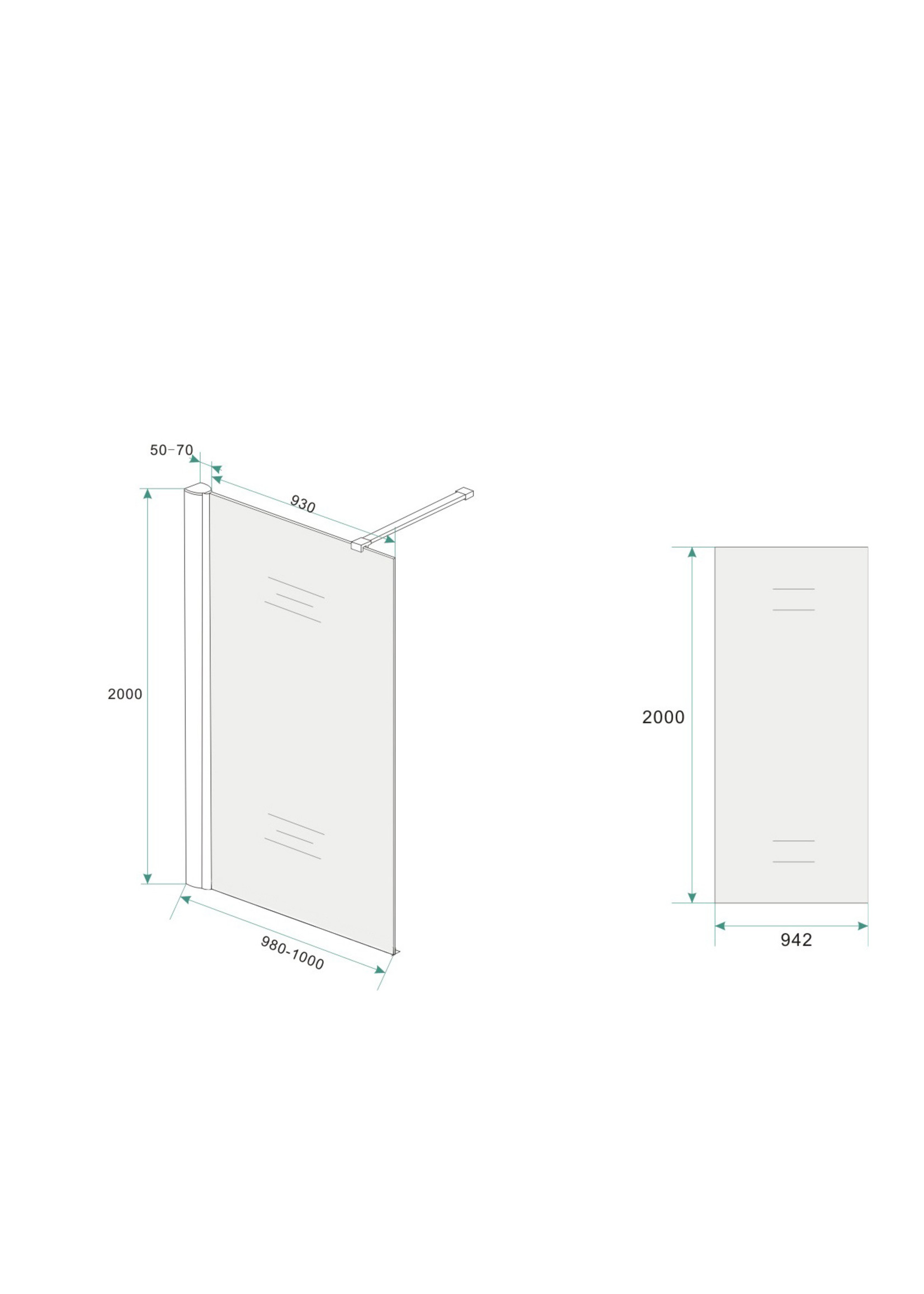 Wiesbaden Wiesbaden Comfort inloopdouche 1000 x 2000 x 10 mm nano melkglas/chroom