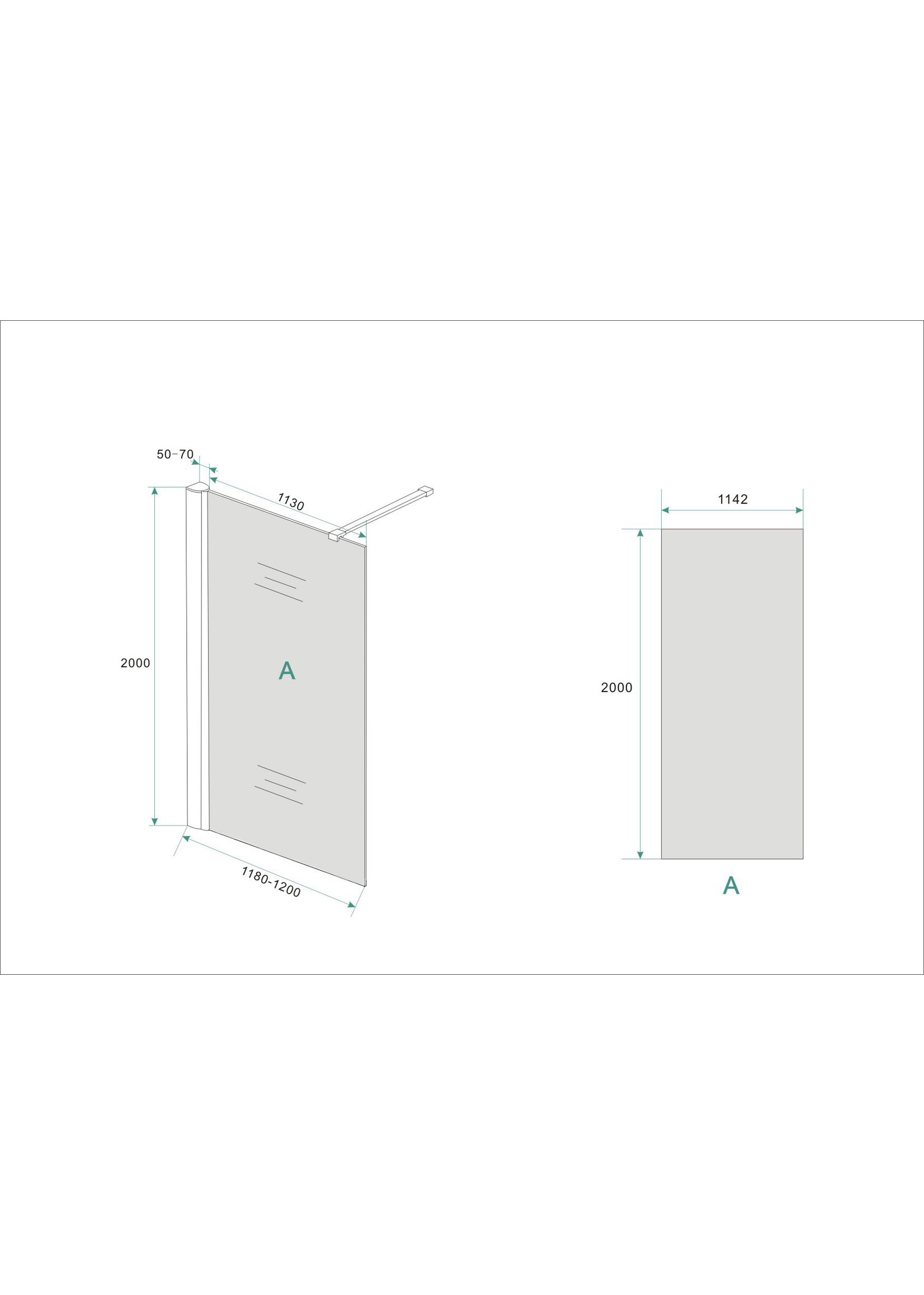 Wiesbaden Wiesbaden inloopdouche met muurprofiel 1200x2000 10mm NANO rookglas