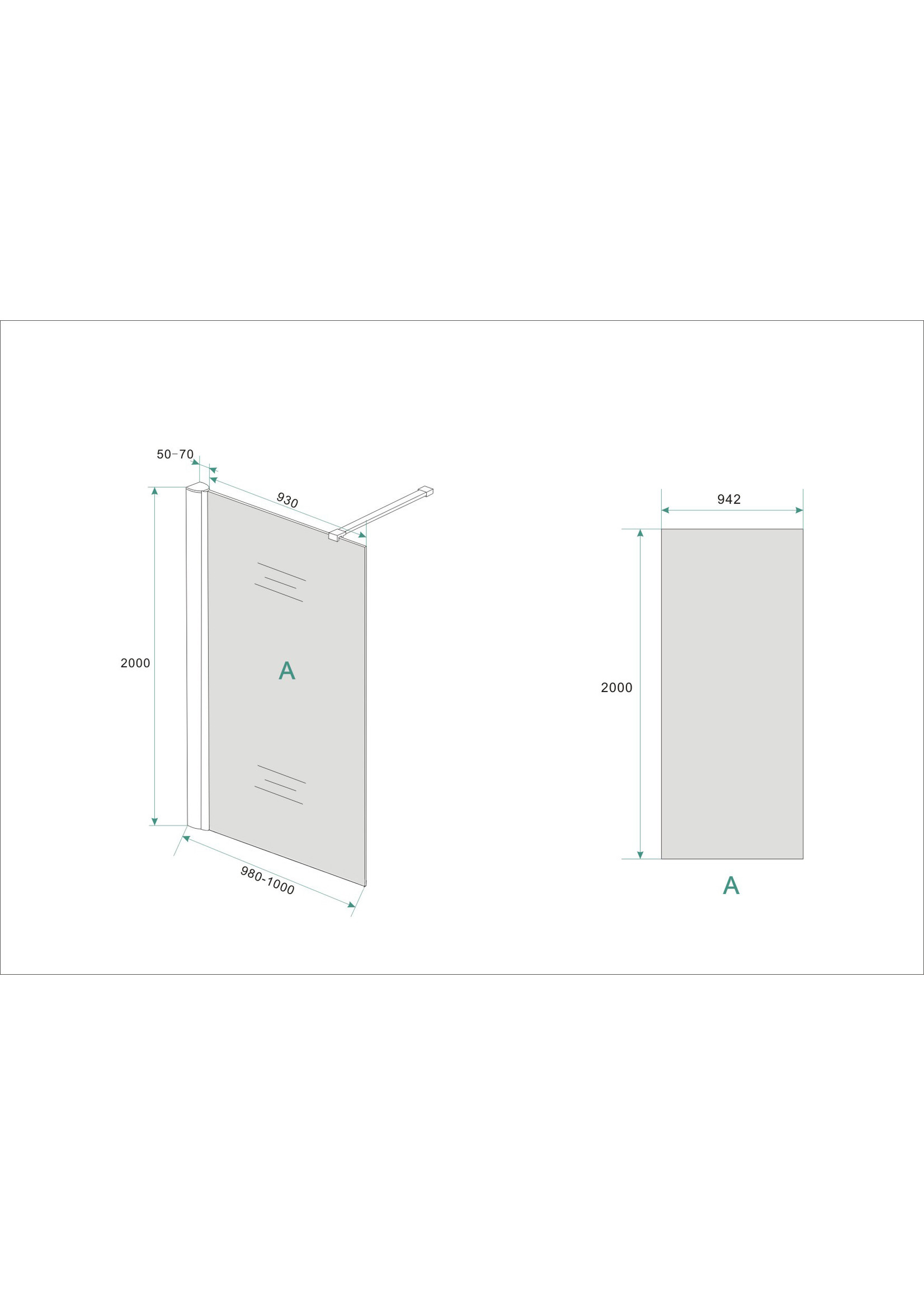 Wiesbaden Wiesbaden inloopdouche met muurprofiel 1000x2000 10mm NANO rookglas