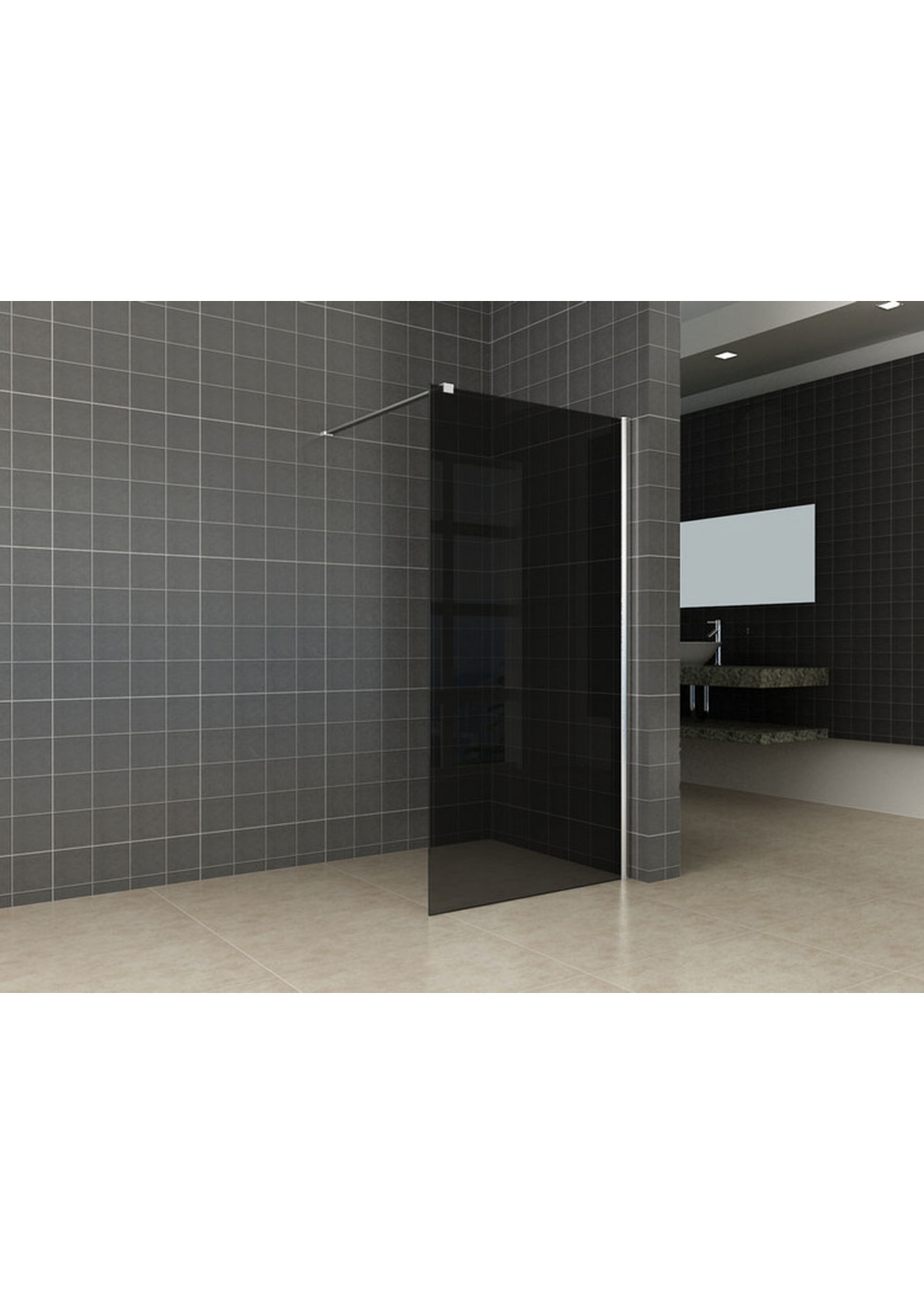 Wiesbaden Wiesbaden inloopdouche met muurprofiel 900x2000 10mm NANO rookglas