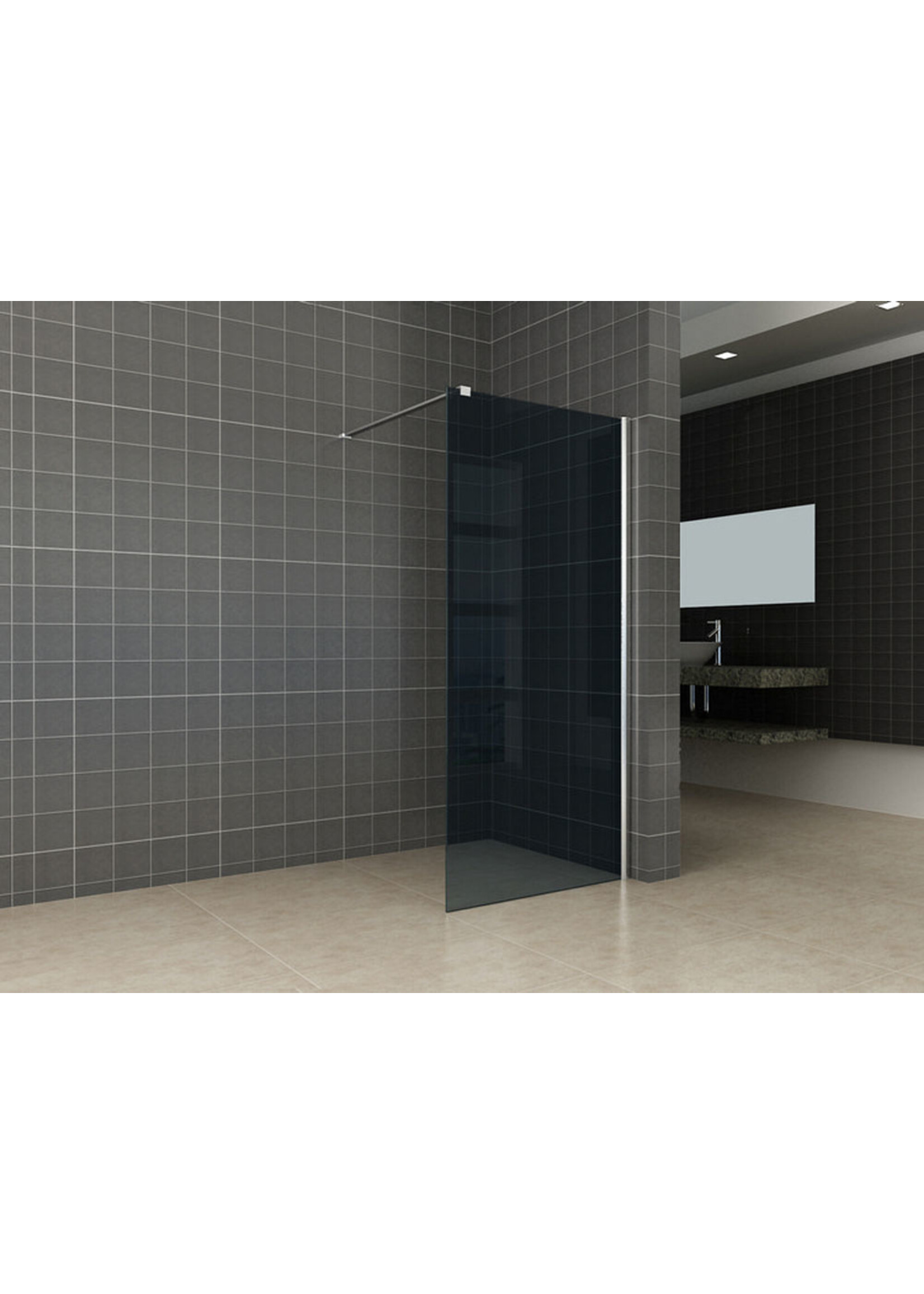 Wiesbaden Wiesbaden inloopdouche met muurprofiel 800x2000 10mm NANO rookglas