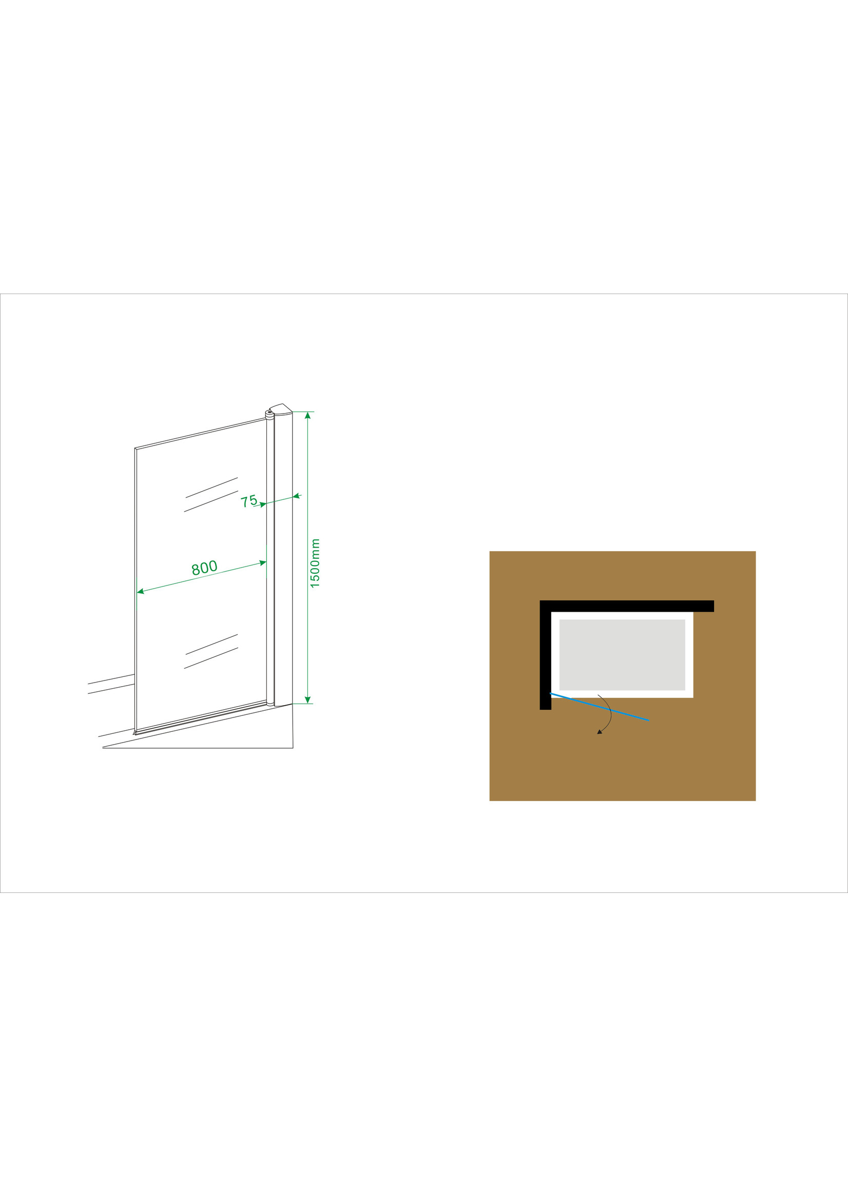 Wiesbaden Wiesbaden draaibare badwand 800x1500 6mm NANO chroom