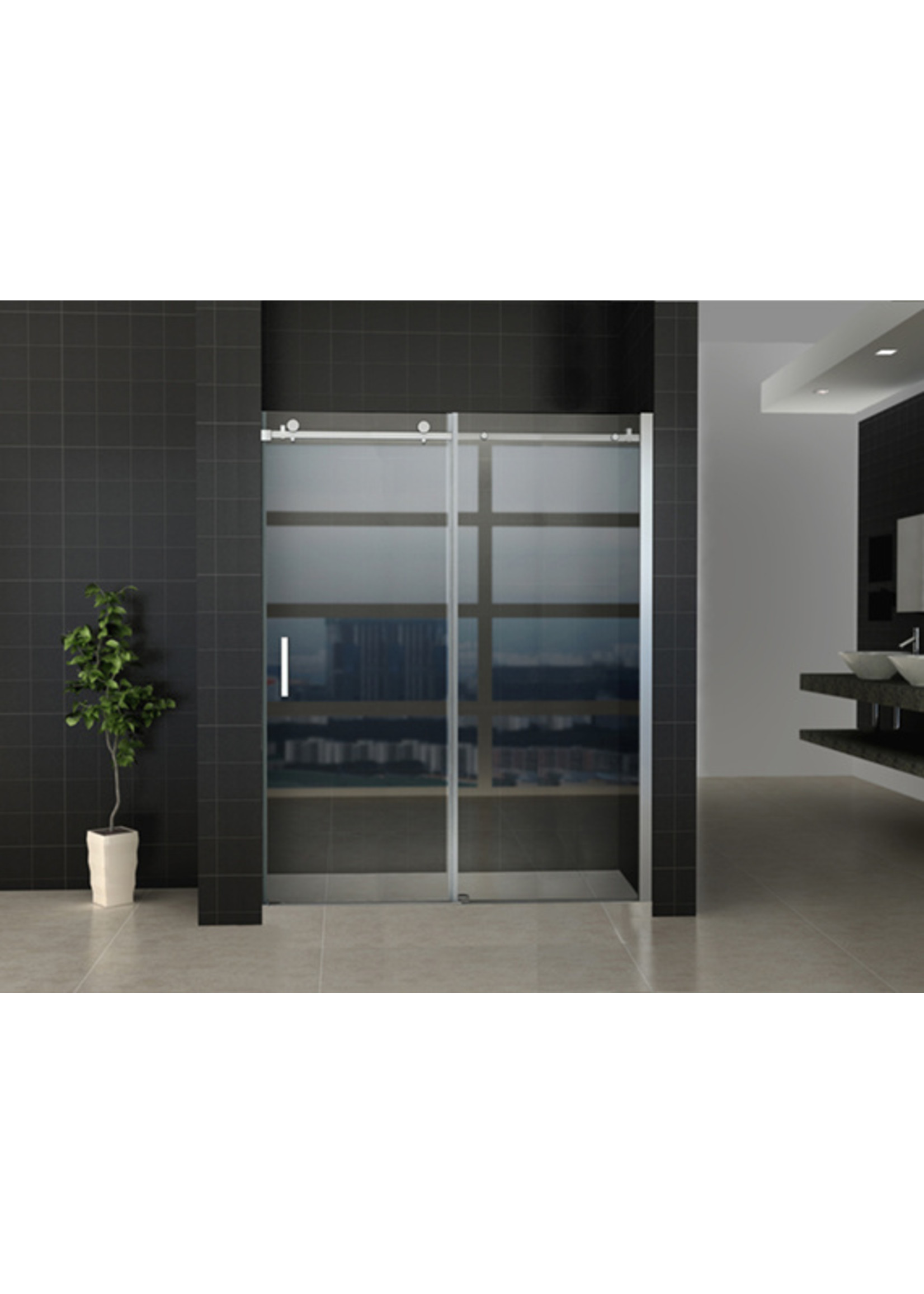 Wiesbaden Wiesbaden Serie  Slide  Schuifbare nisdeur 2-deuren 1100x2000 chroom 8mm NANO glas