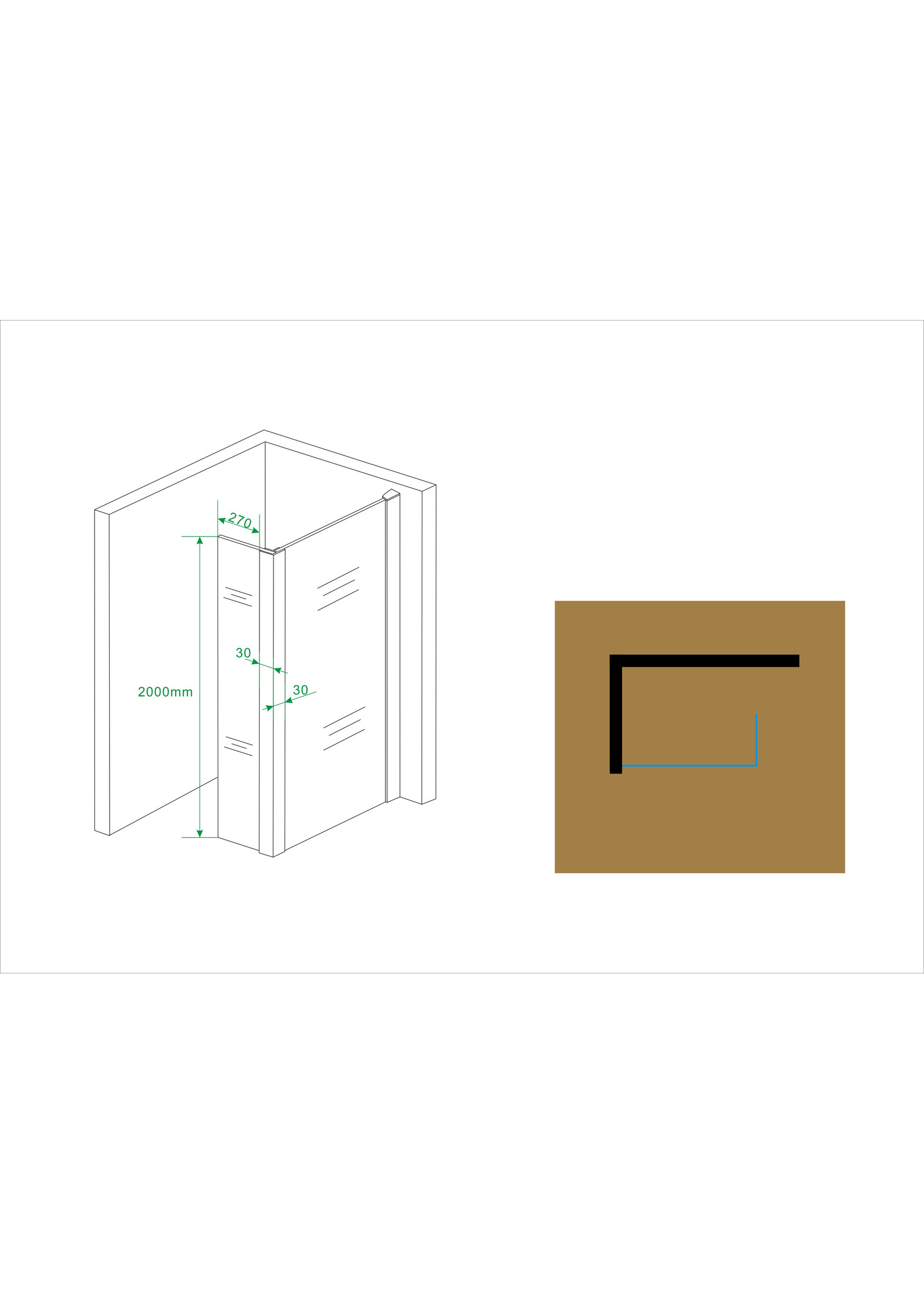 Wiesbaden Wiesbaden Zijpaneel 30 x 200 cm met hoekprofiel voor inloopdouche chroom met 10 mm NANO helder glas