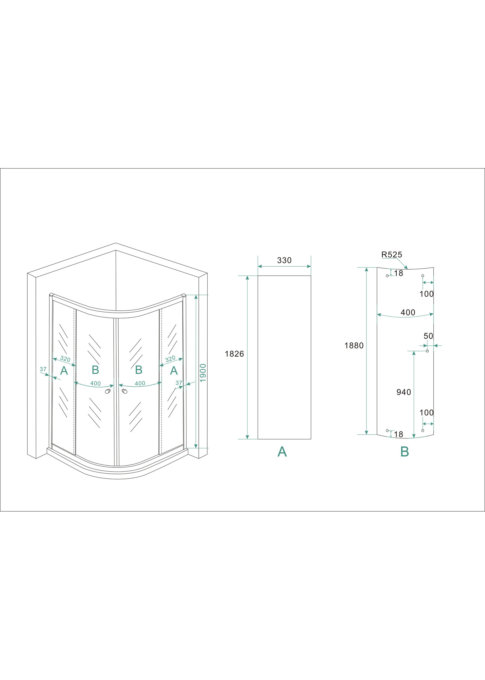 Xellanz Xellanz Eco 1/4 ronde douchecabine 5mm 800x800x1900 helder glas