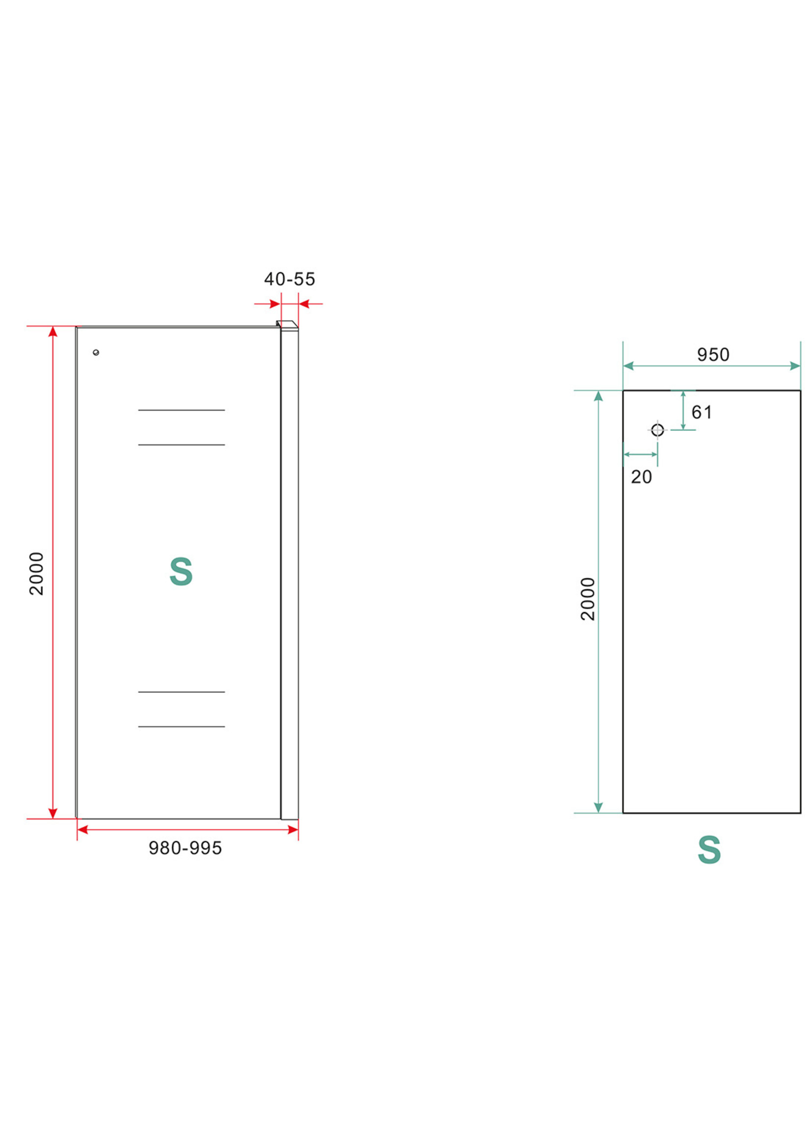 Wiesbaden Wiesbaden zijwand tbv schuifbare nisdeur mat-zwart 100 cm 8 mm Nano