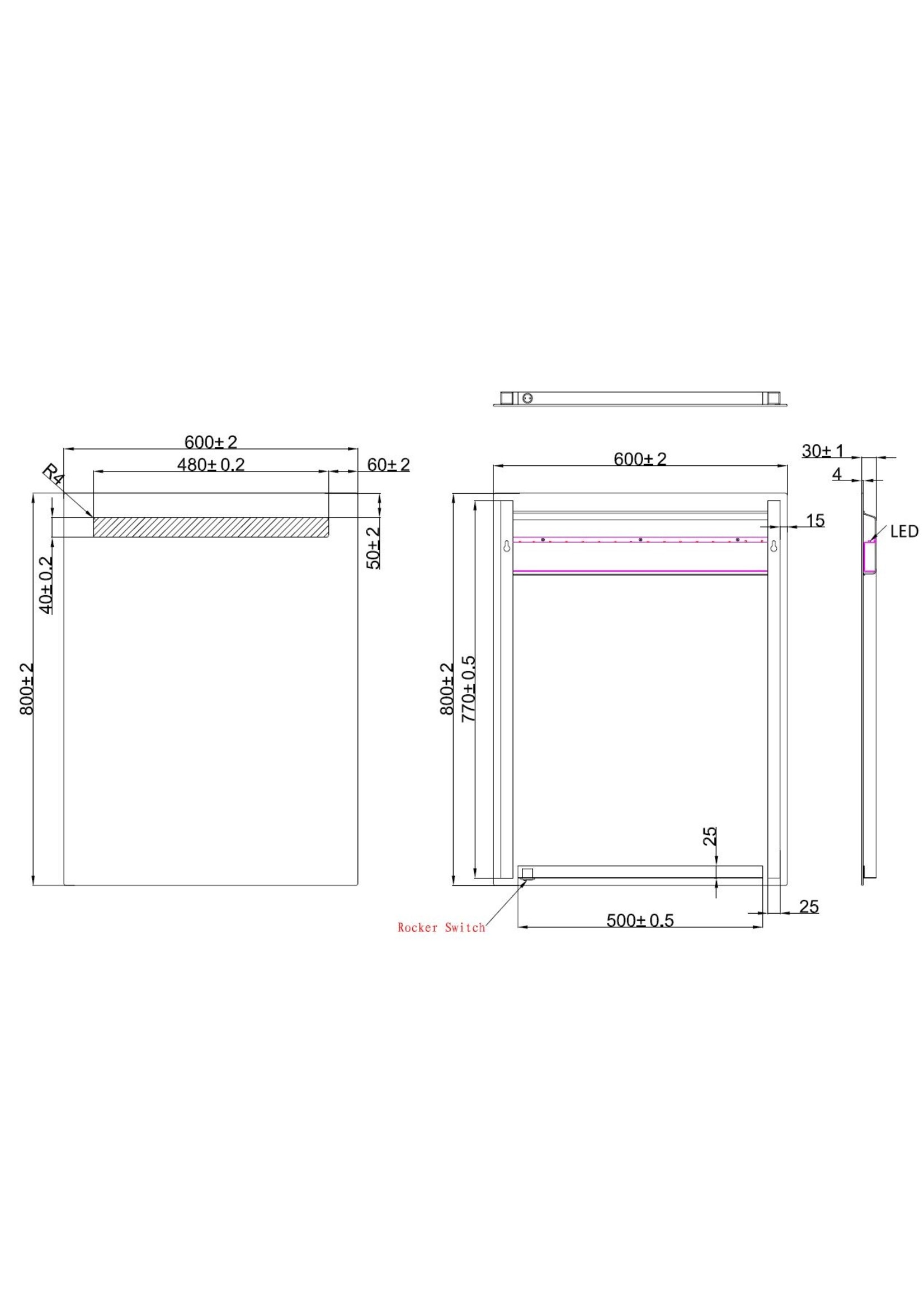 Wiesbaden Wiesbaden Tigris spiegel met led verlichting 60 x 80 cm