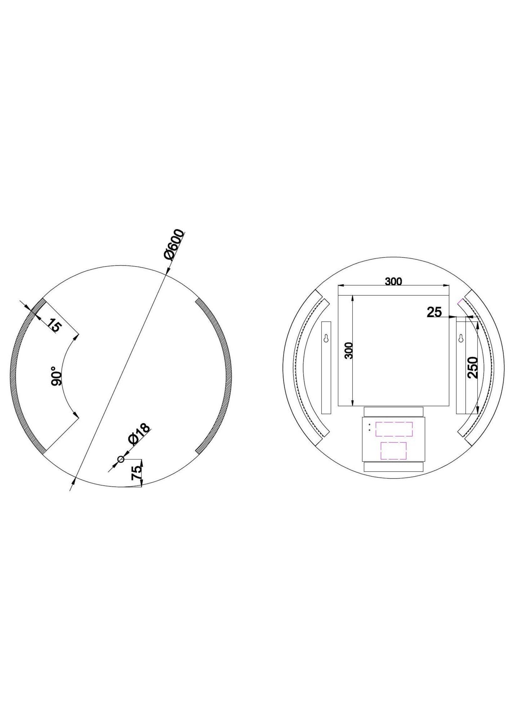 Wiesbaden Wiesbaden Round dimbare LED condensvrije spiegel rond 60 cm