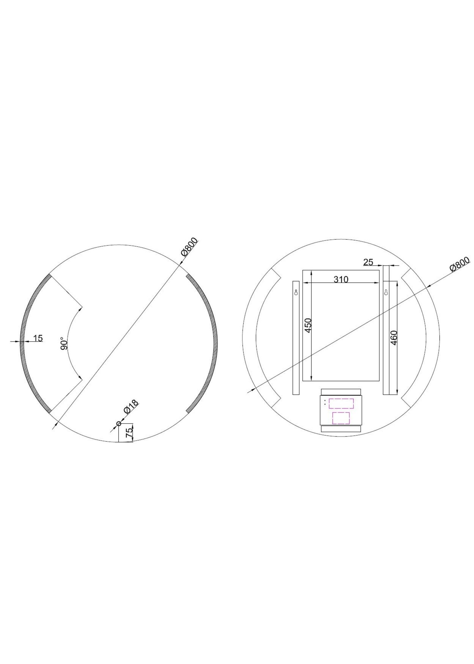 Wiesbaden Wiesbaden Round dimbare LED condensvrije spiegel rond 80 cm