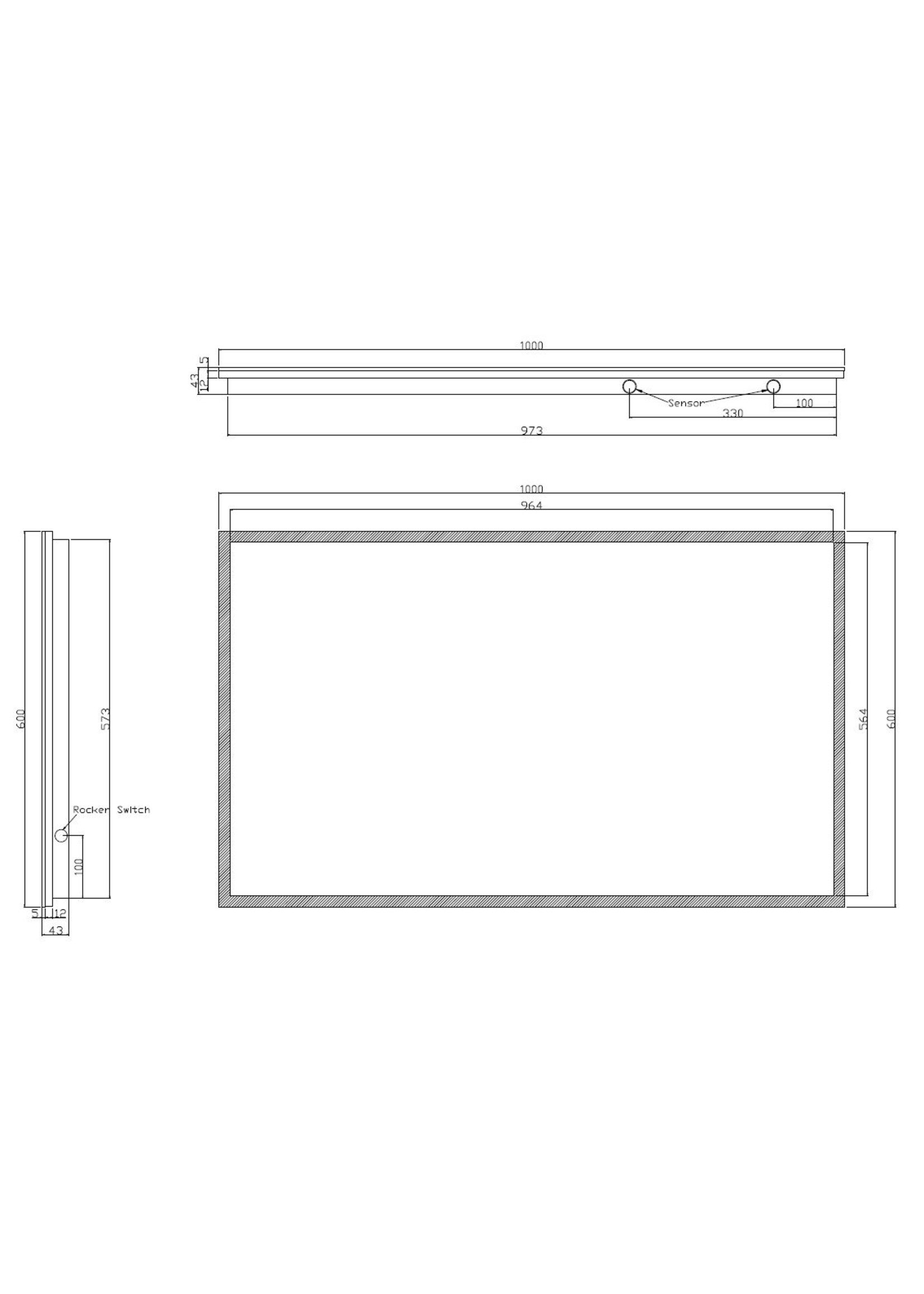 Wiesbaden Wiesbaden Quatro-Led dimbare spiegel 100 x 60 cm