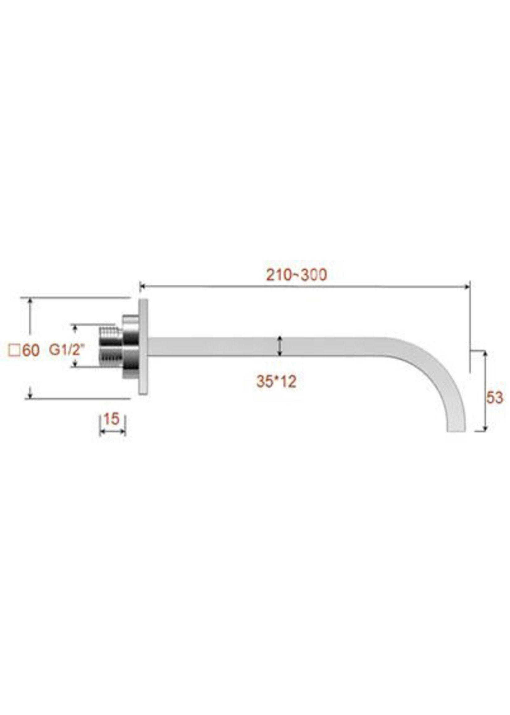 Wiesbaden Wiesbaden Rombo inbouw-uitloop vierkant 30cm 1/2'' chroom