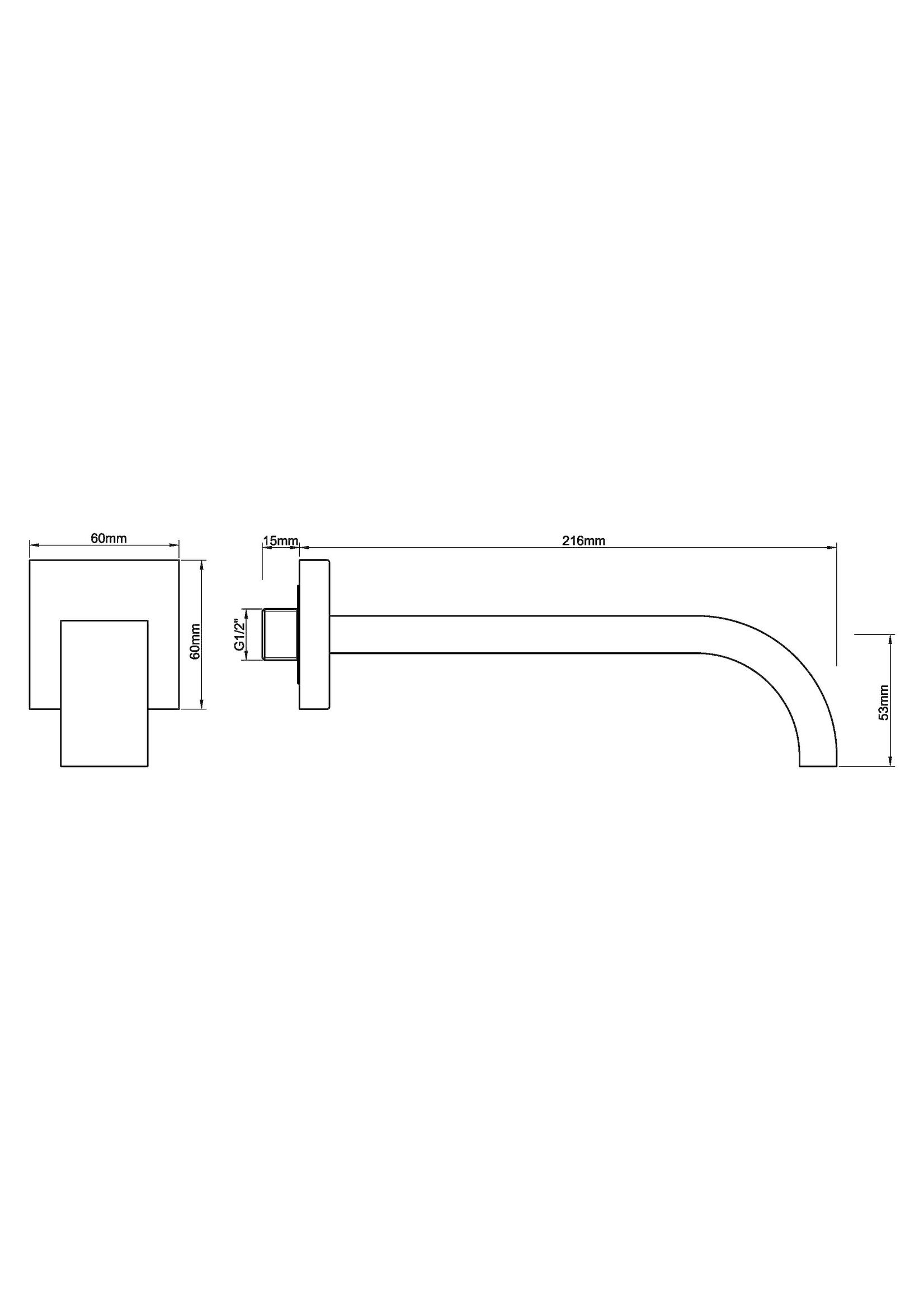 Wiesbaden Wiesbaden inbouw-uitloop vierkant 22cm 1/2'' geborsteld staal