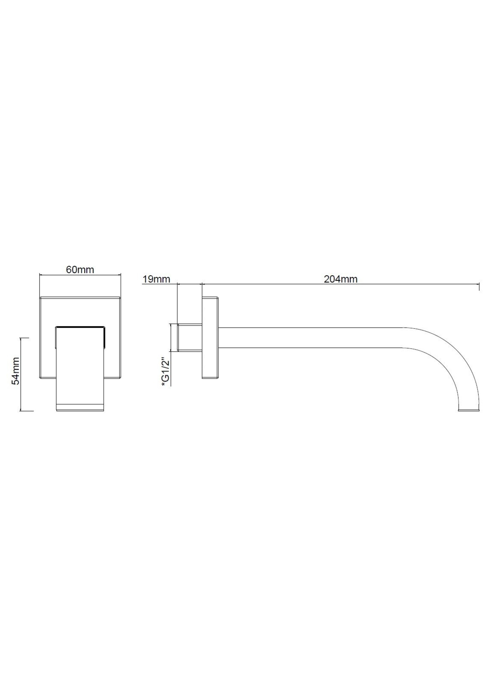 Wiesbaden inbouw-uitloop vierkant 20cm 1/2'' chroom