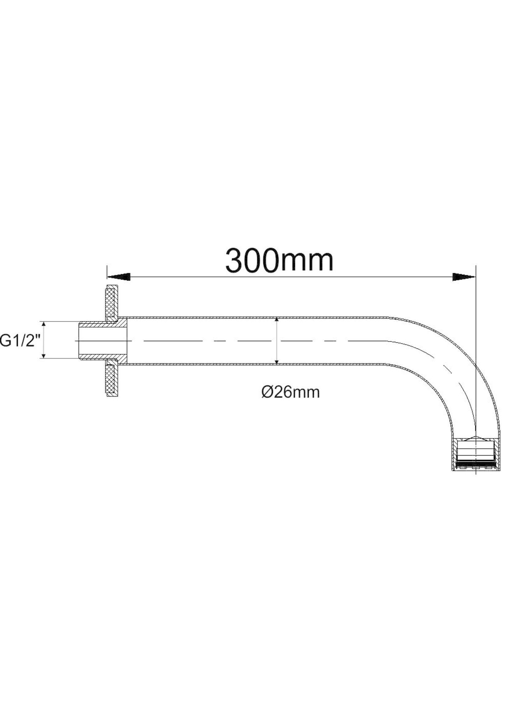 Wiesbaden Wiesbaden inbouw-uitloop rond 30cm 1/2'' chroom