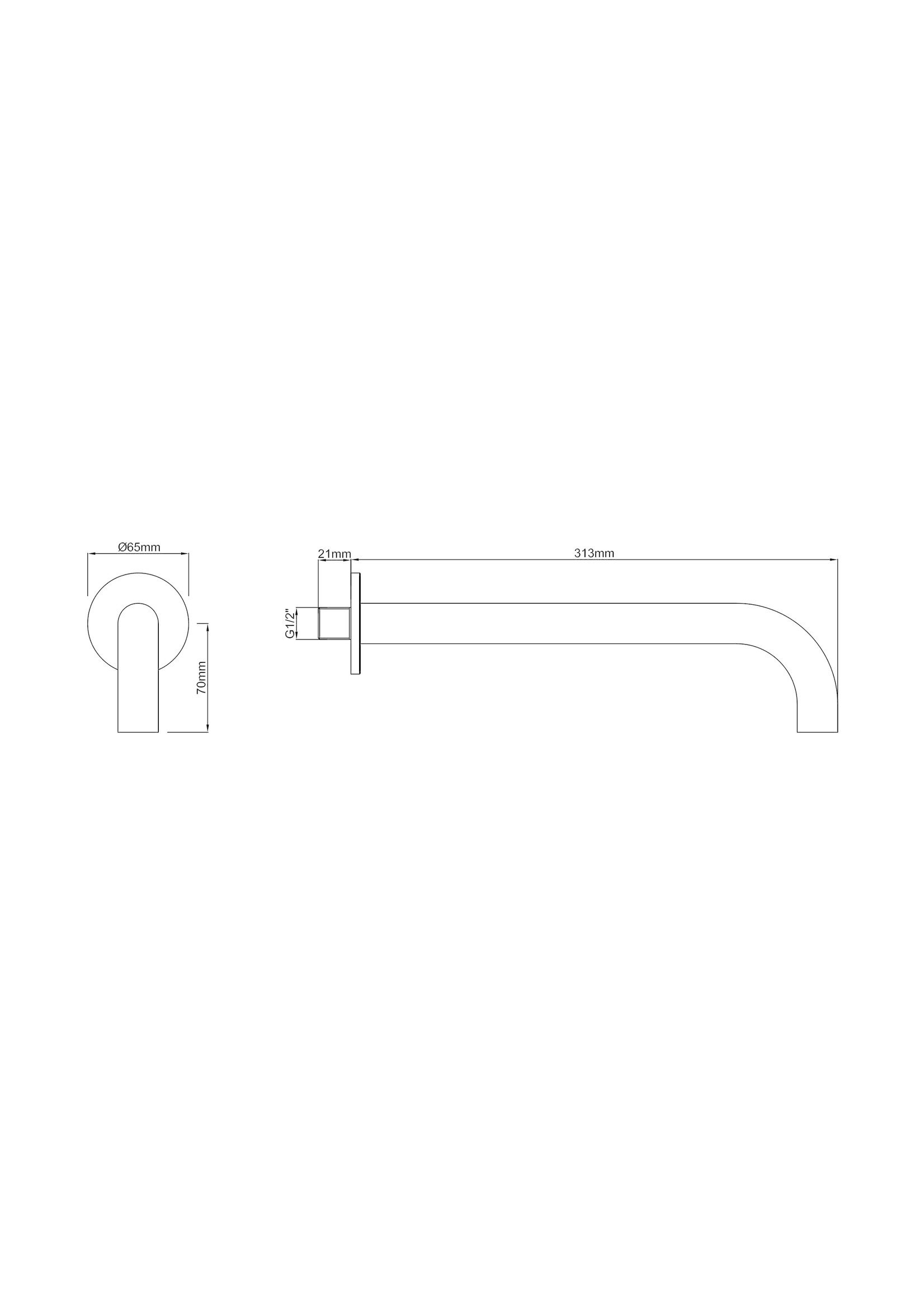 Wiesbaden Wiesbaden inbouw-uitloop rond 30cm 1/2'' mat zwart