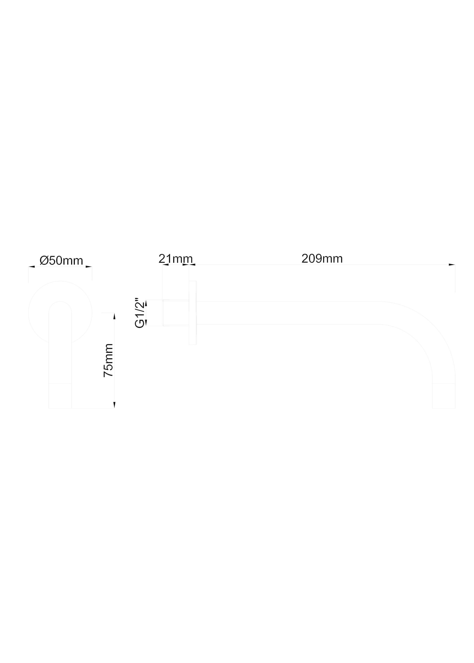 Wiesbaden Wiesbaden  SLIM 18mm uitloop rond 20cm 1/2" mat zwart