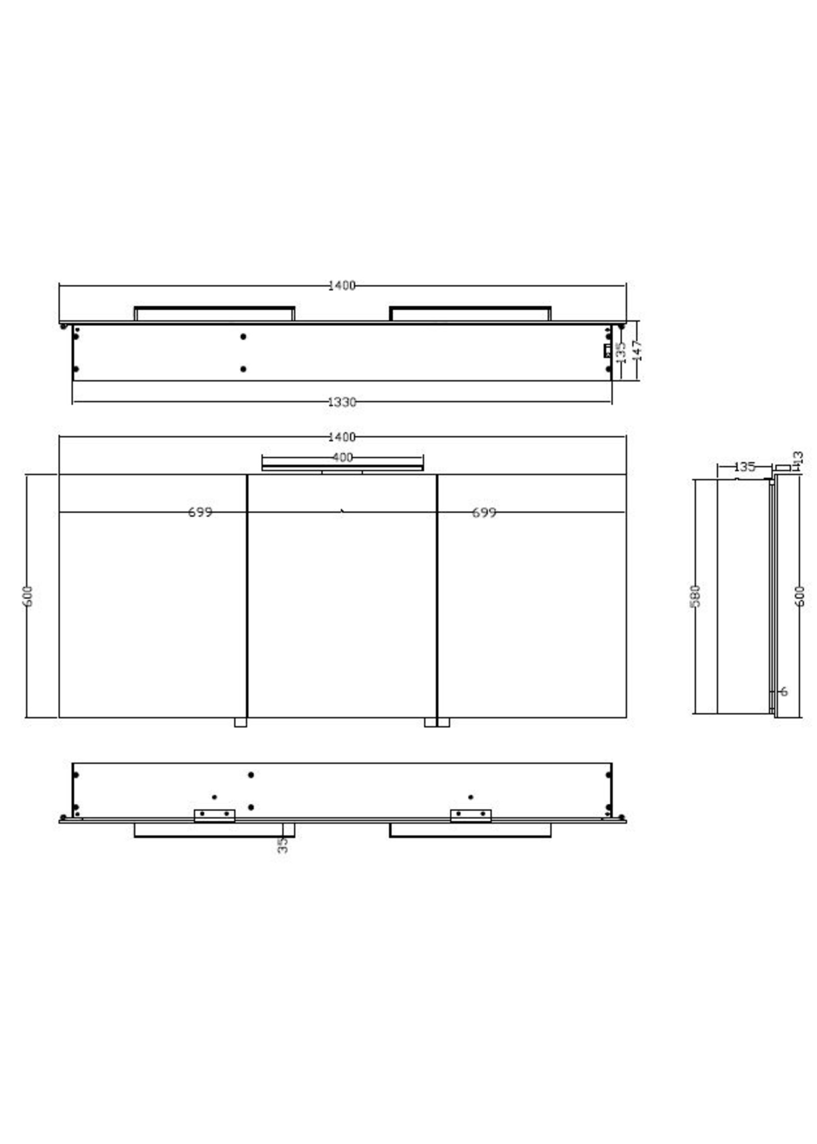 Wiesbaden Wiesbaden Luxe spiegelkast +Led verlichting 140x60x14cm