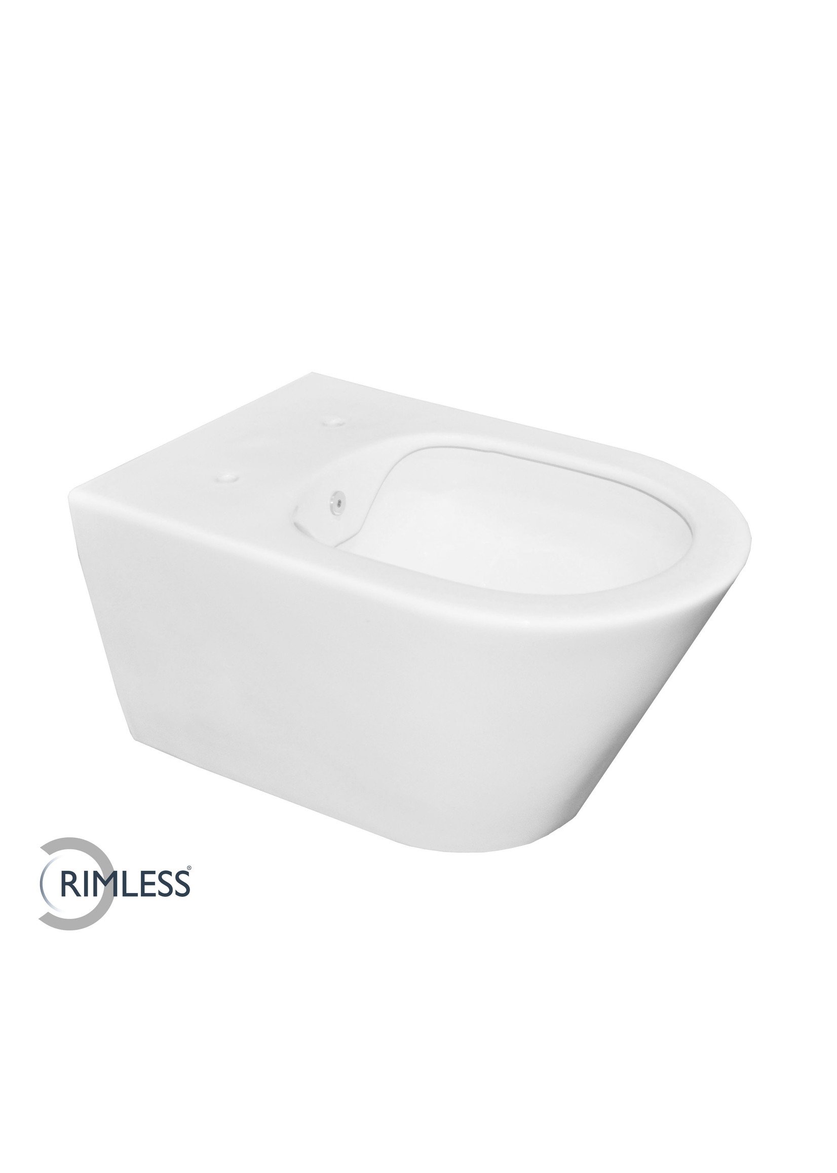 Wiesbaden Wiesbaden  Luxe rimless wandcloset 53 cm met bidet-functie mat wit