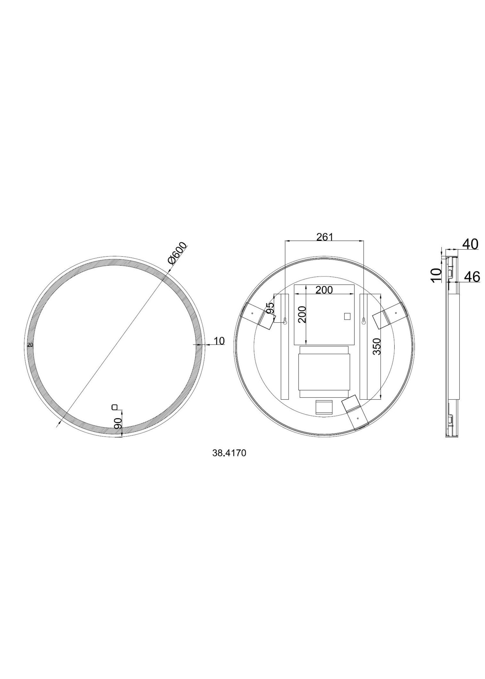 Wiesbaden Wiesbaden Maro ronde spiegel met LED, dimbaar en spiegelverwarming 60 cm mat zwart