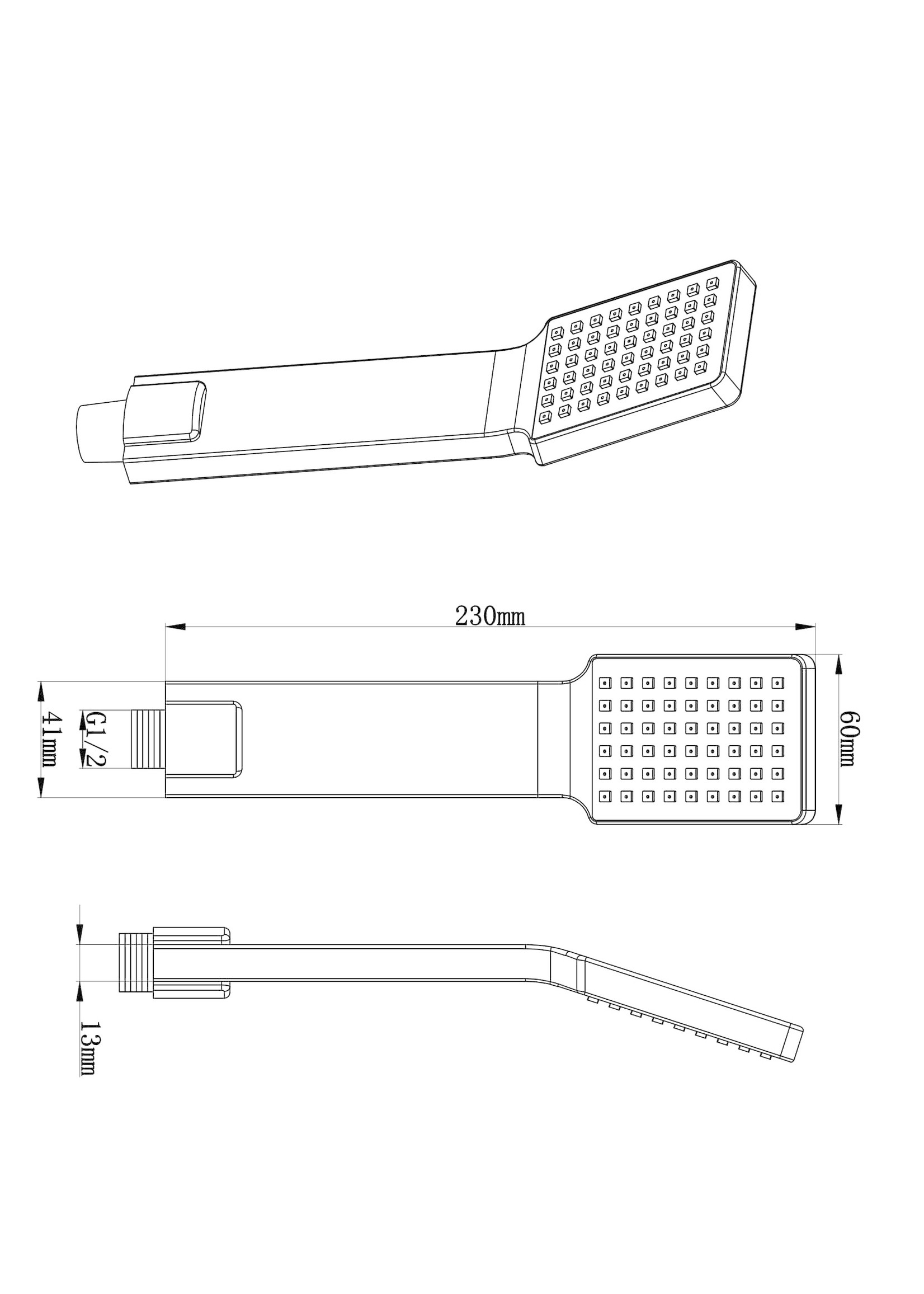 Wiesbaden Wiesbaden chroom ABS handdouche vierkant/plat 1/2''