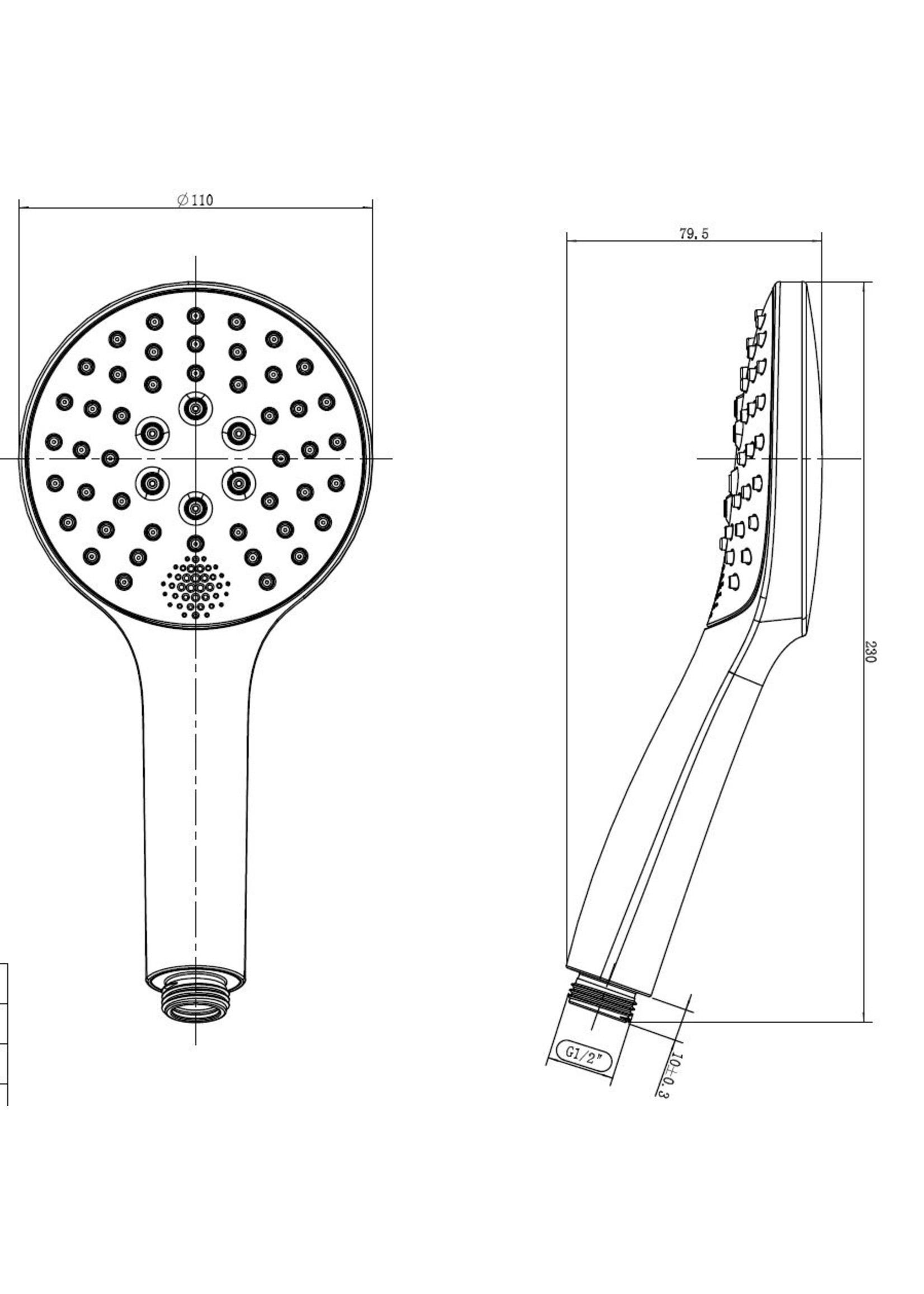 Wiesbaden Wiesbaden Smart handdouche ABS 3-standen mat zwart