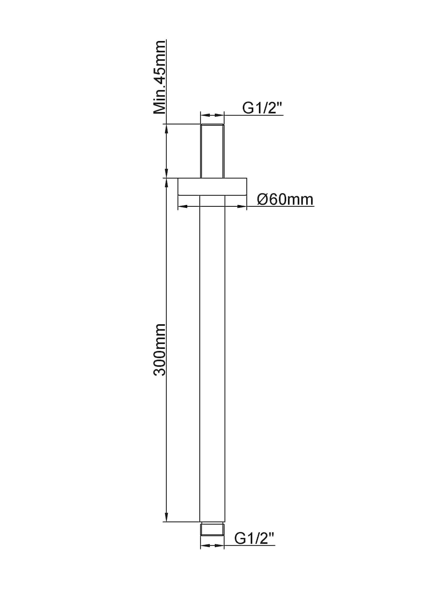 Wiesbaden Wiesbaden luxe douchearm rond plafondbev. 30cm geborsteld messing