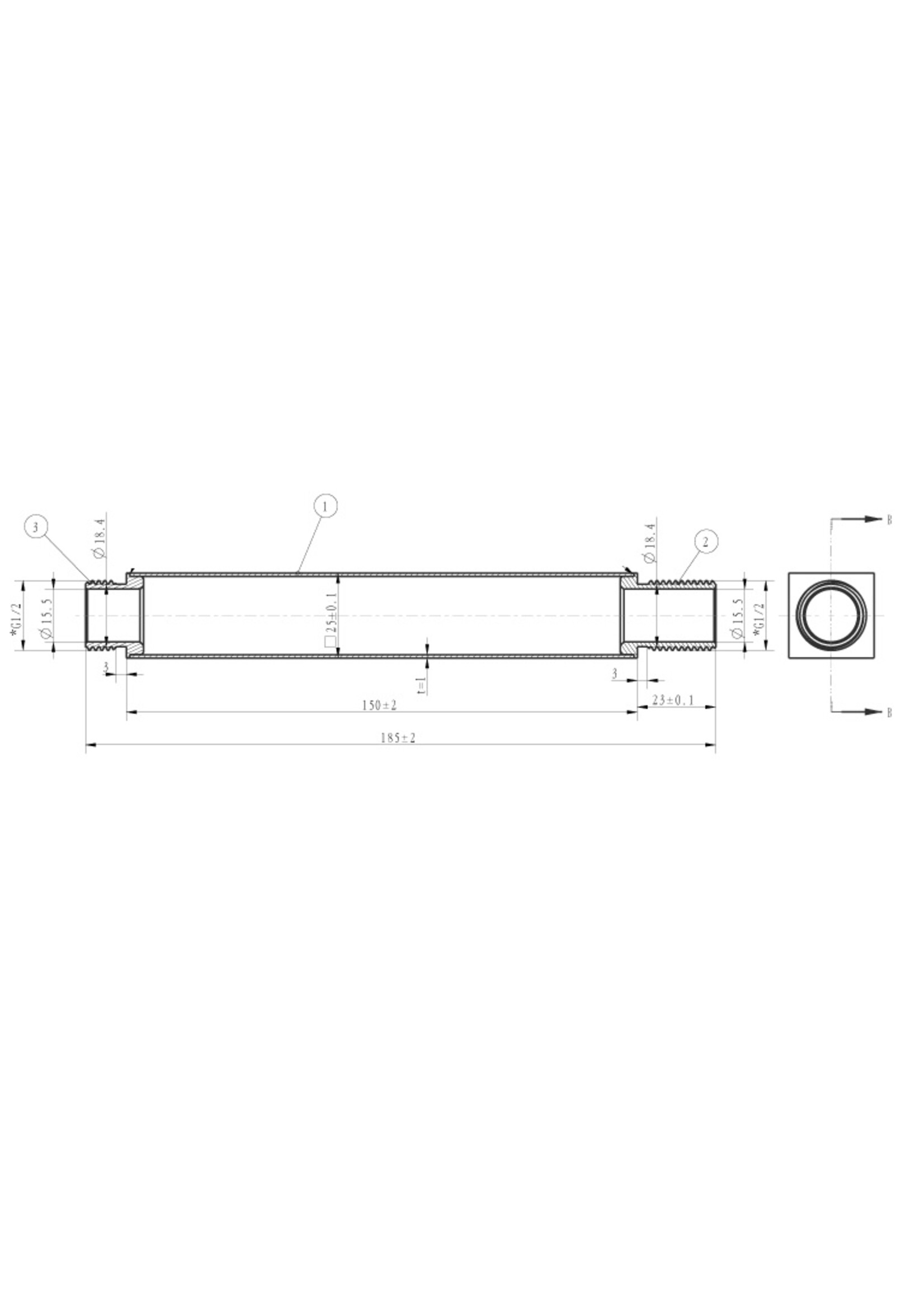 Wiesbaden Wiesbaden luxe douchearm vierkant plafondbev. 15cm chroom