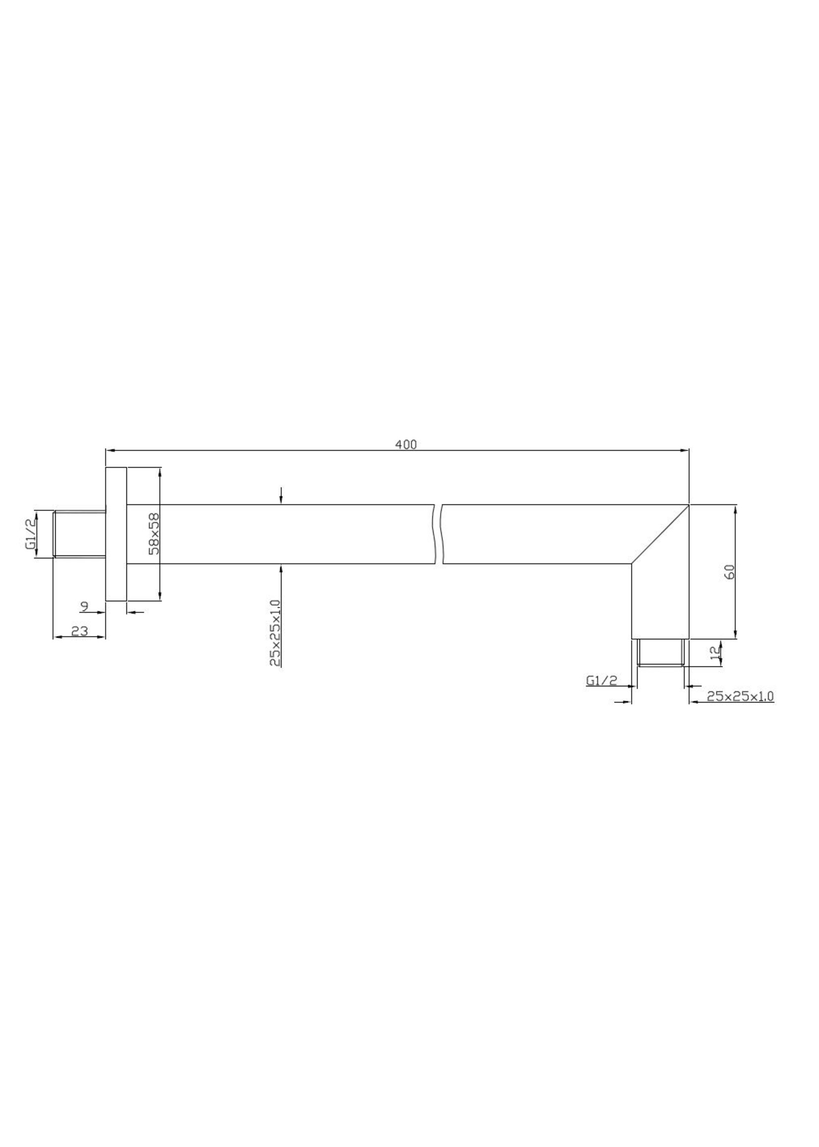 Wiesbaden Wiesbaden luxe douchearm vierkant muurbev.40cm chroom