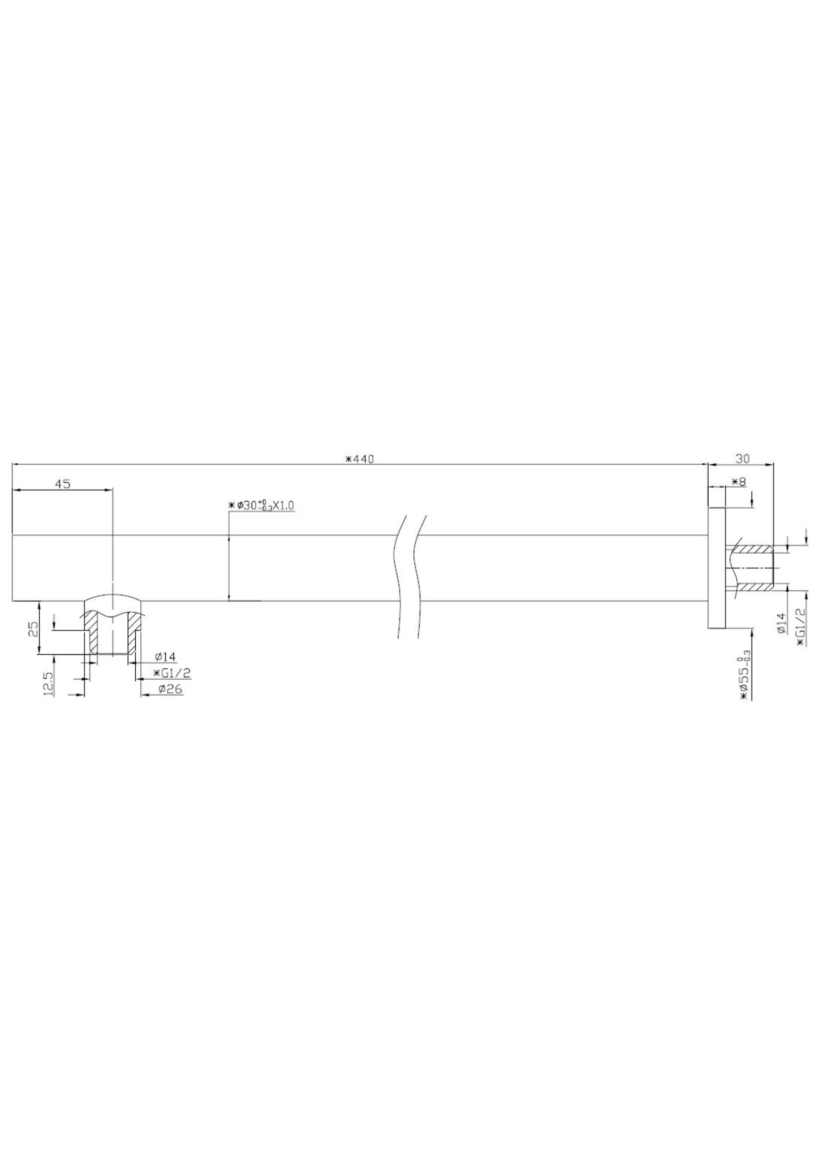 Wiesbaden Wiesbaden luxe douchearm rond muurbev.45cm chroom