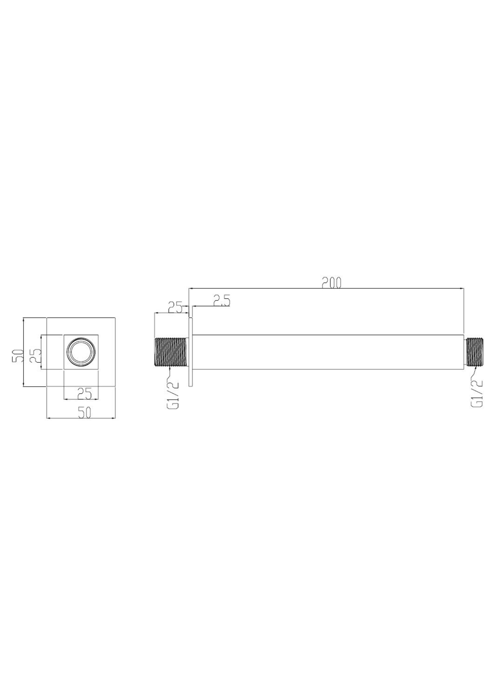 Wiesbaden Wiesbaden luxe douchearm vierkant plafondbev. 20cm mat zwart