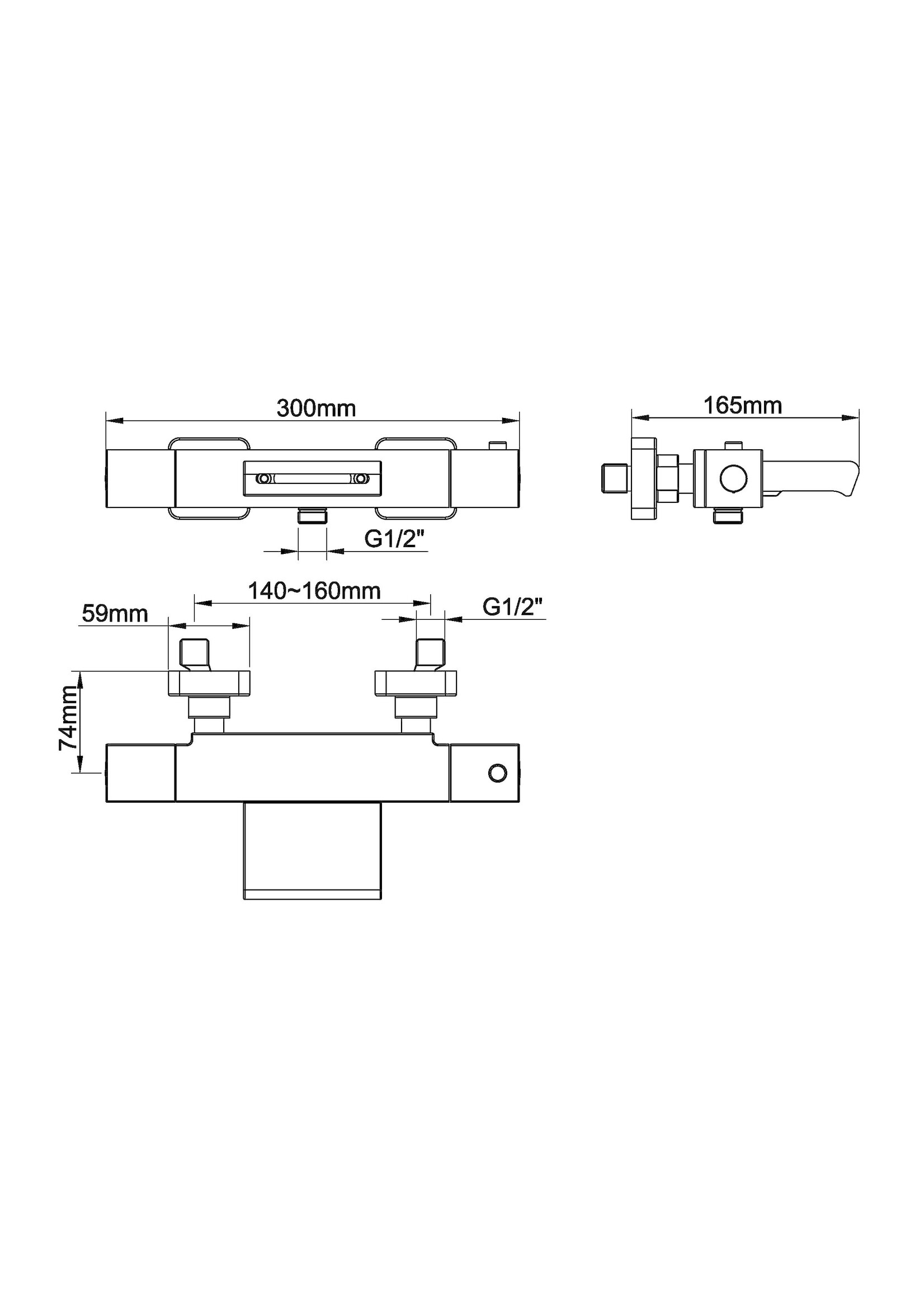 Wiesbaden Rombo thermostatische waterval badmengkraan chroom