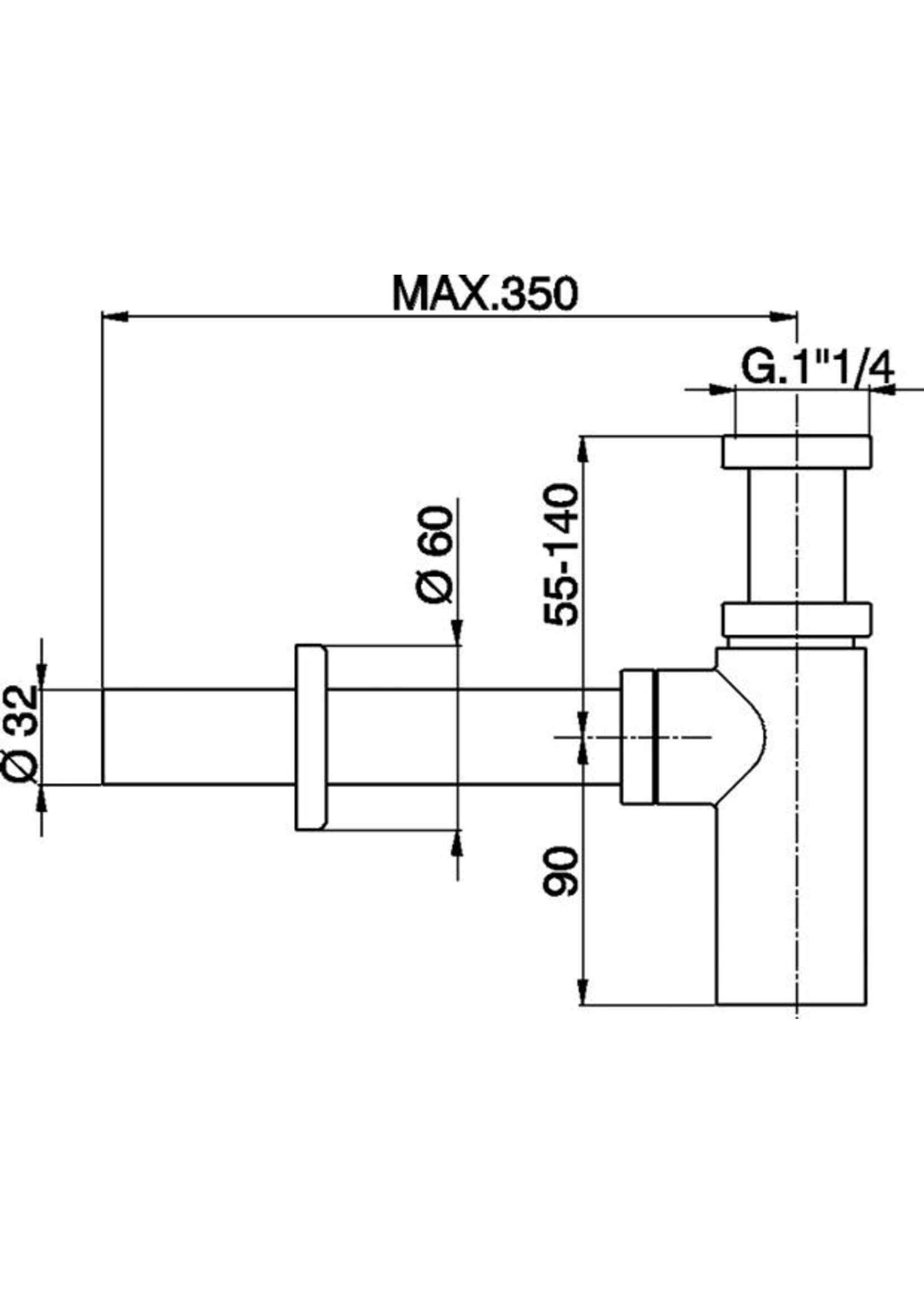 Xenz Pure - Designsifon rond PVD coating grafiet geborsteld