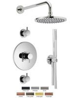 Xenz Duero - douche inbouwset (thermostatisch), met 2 stopkranen, goud geborsteld