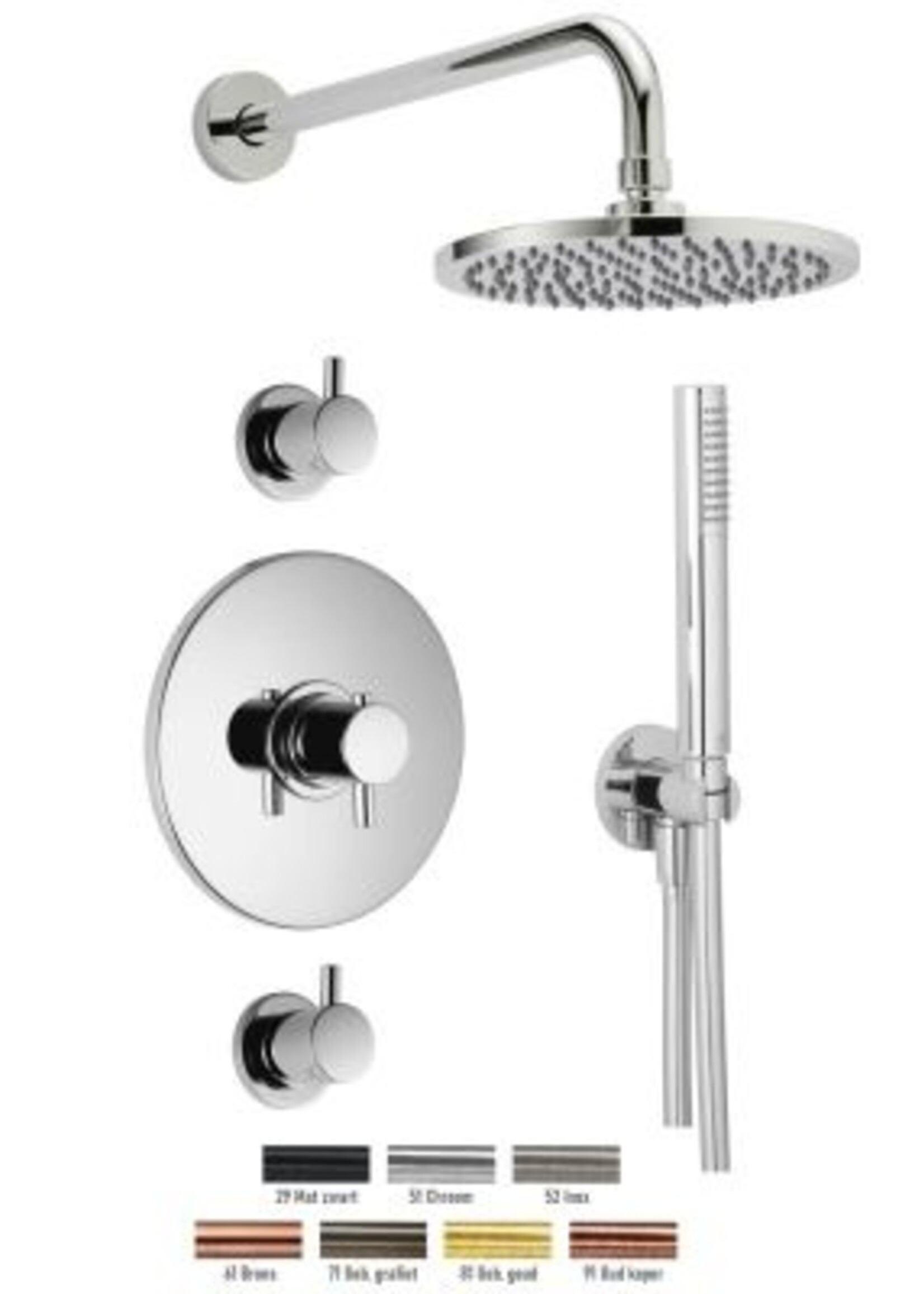 Xenz Duero - douche inbouwset (thermostatisch), met 2 stopkranen, goud geborsteld